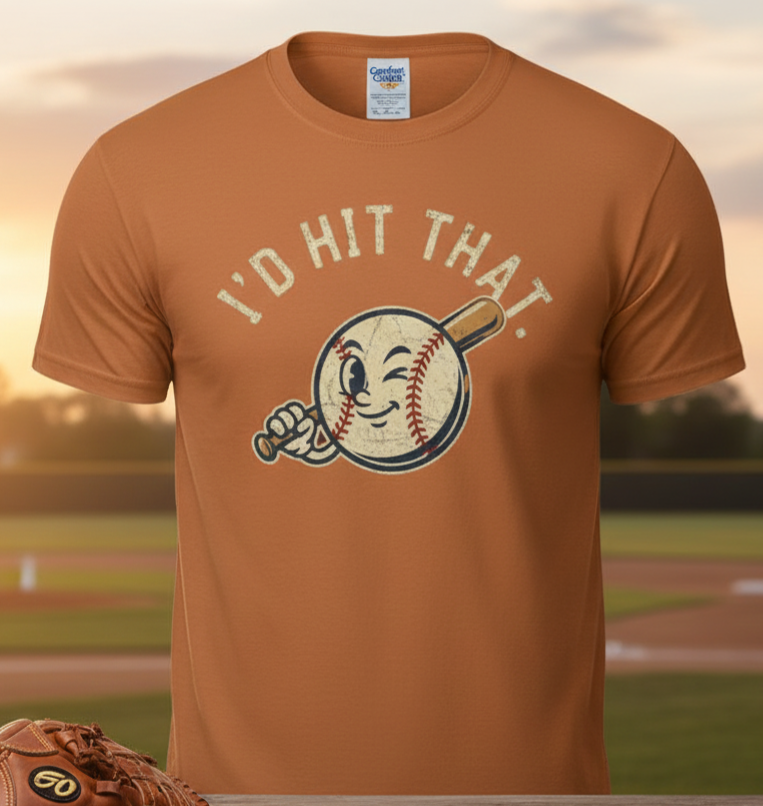 I'd Hit That Baseball Vintage Cartoon T-Shirt | Retro Sports Tee