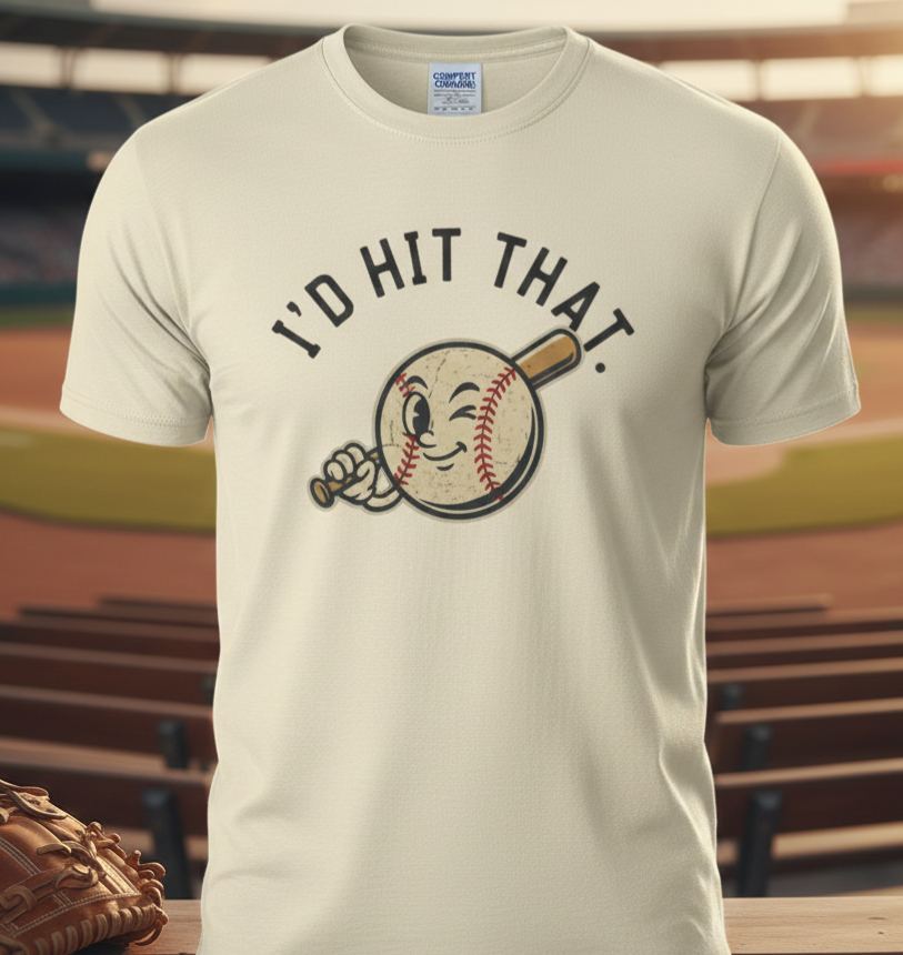 I'd Hit That Baseball Vintage Cartoon T-Shirt | Retro Sports Tee
