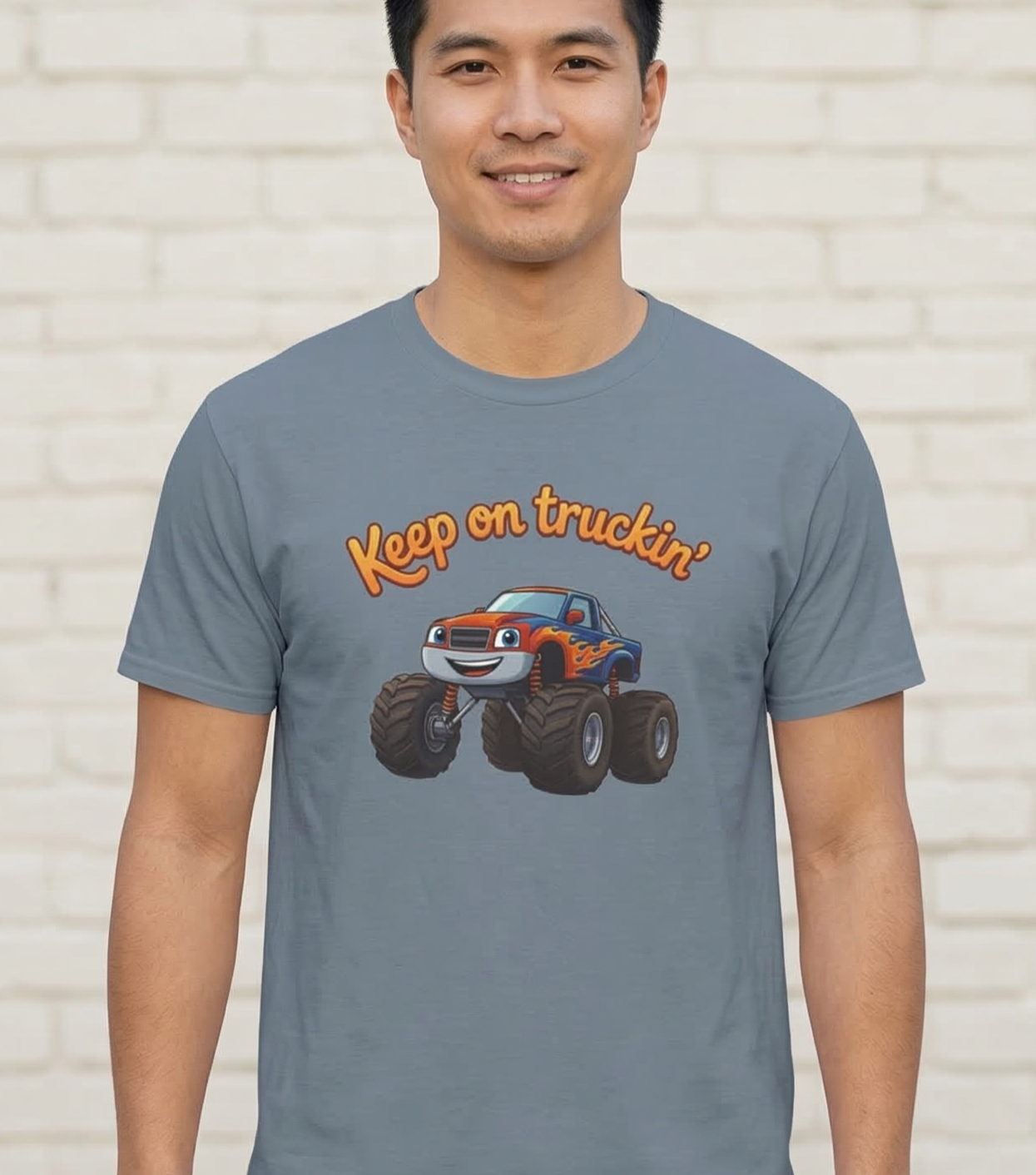 Keep on Truckin' monster truck T-shirt | Kids truck tee, playful vehicle design