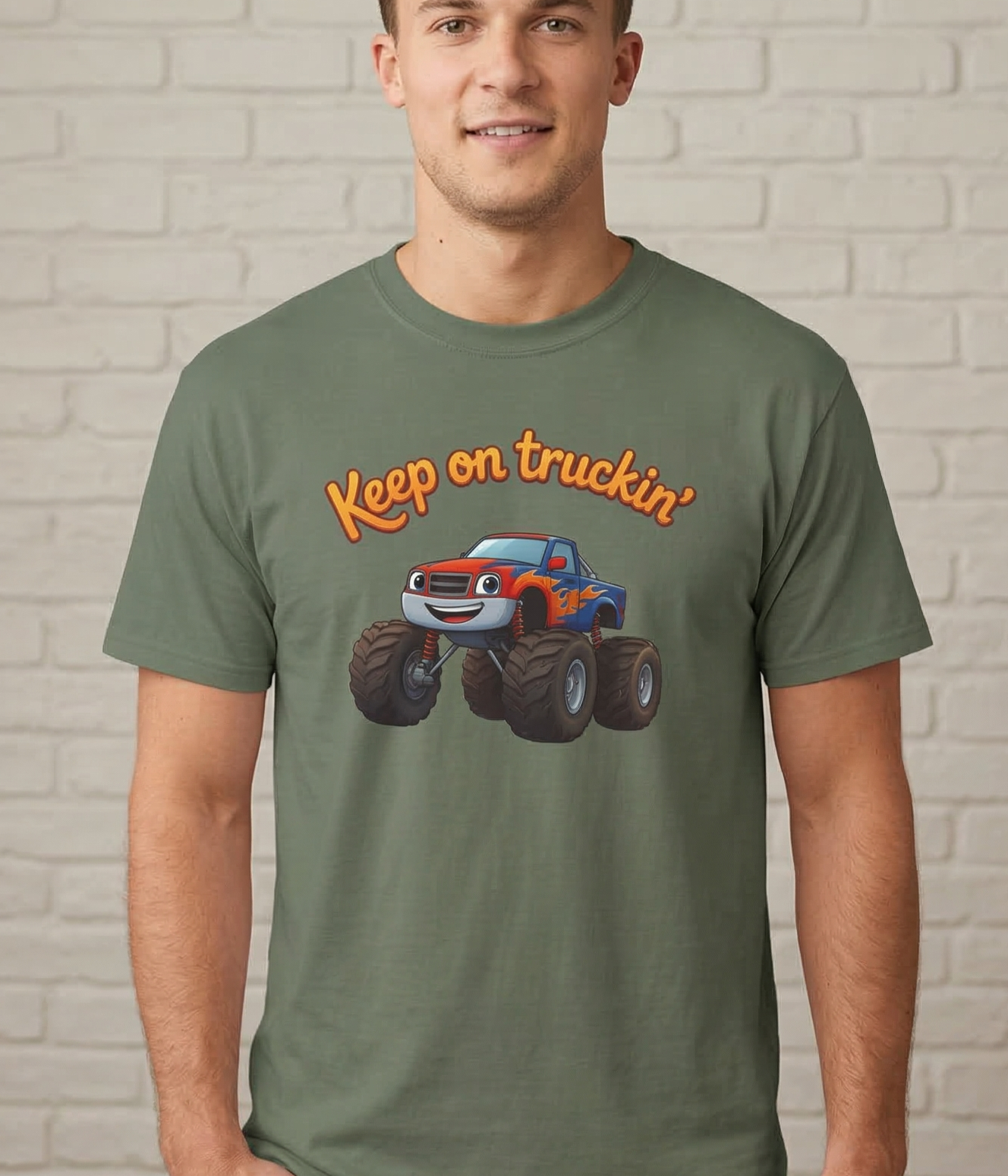 Keep on Truckin' monster truck T-shirt | Kids truck tee, playful vehicle design