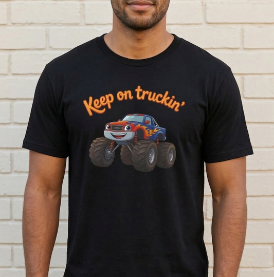 Keep on Truckin' monster truck T-shirt | Kids truck tee, playful vehicle design