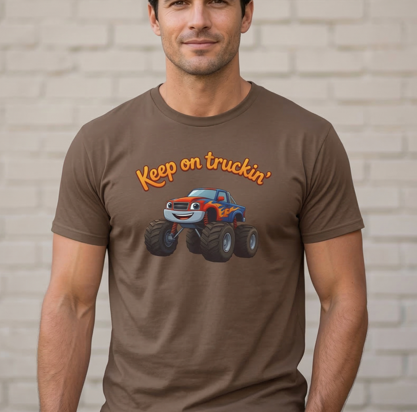 Keep on Truckin' monster truck T-shirt | Kids truck tee, playful vehicle design