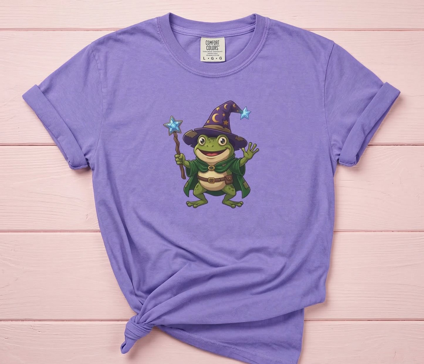 Wizard Frog T-shirt | Cute Magic Frog with Wand and Hat