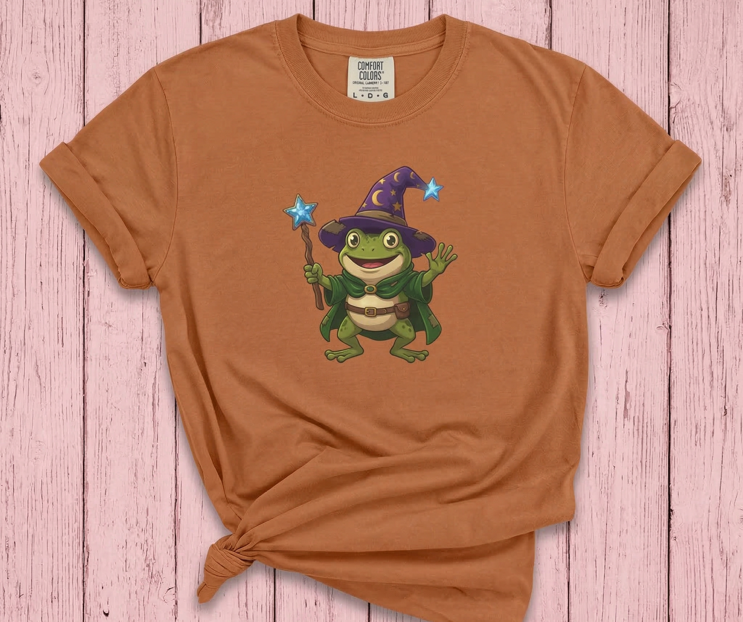 Wizard Frog T-shirt | Cute Magic Frog with Wand and Hat