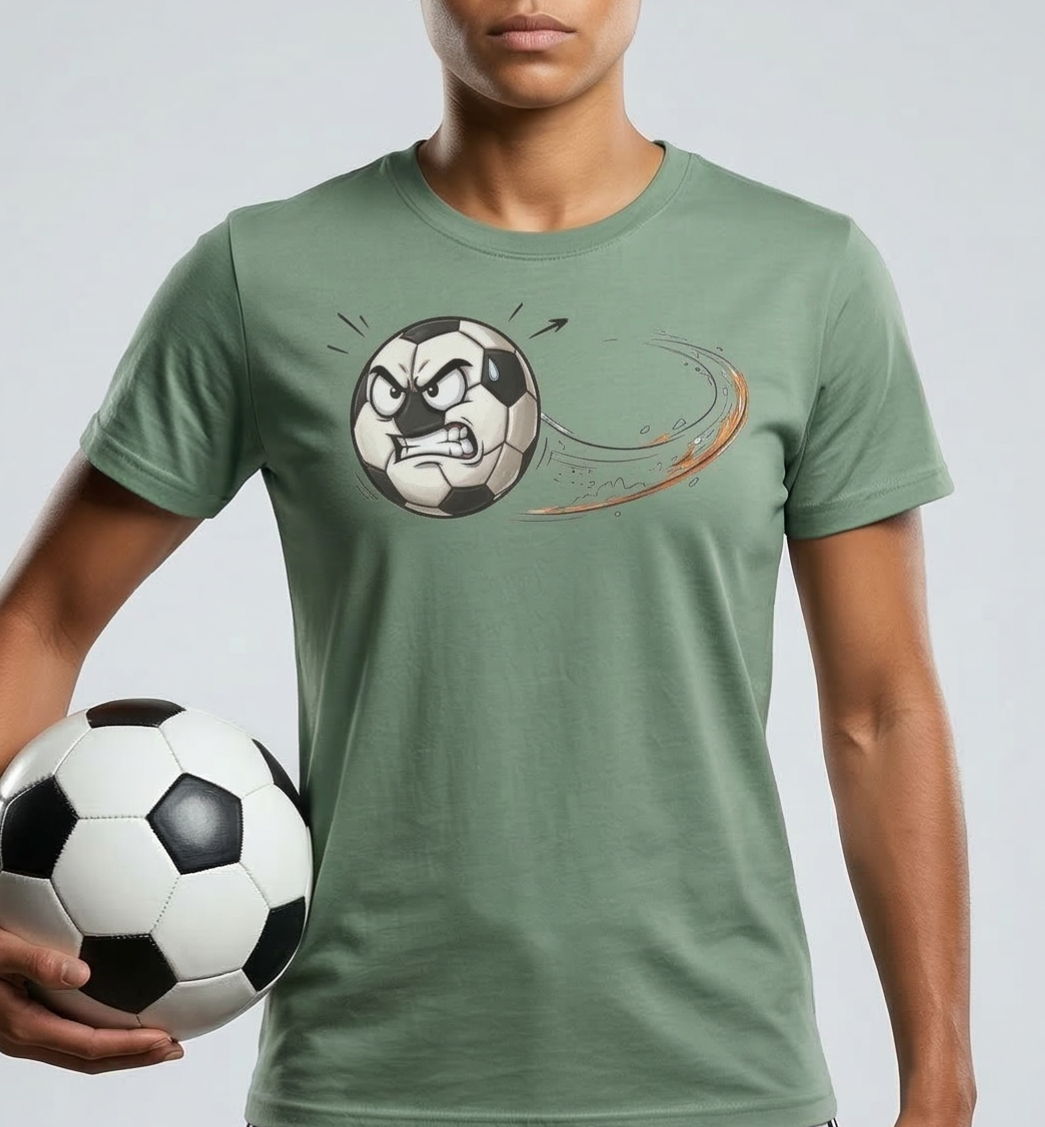 Angry Soccer Ball T-shirt | Flying Kick Graphic, Sports Tee