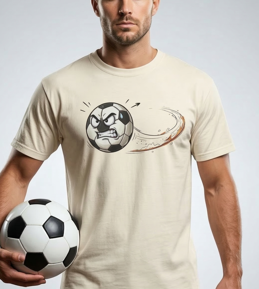 Angry Soccer Ball T-shirt | Flying Kick Graphic, Sports Tee