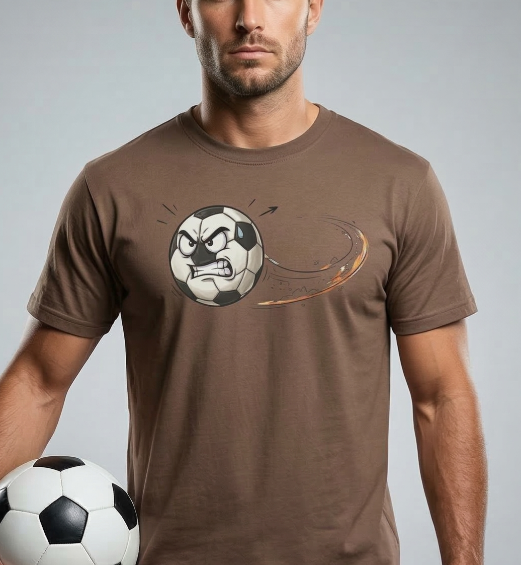 Angry Soccer Ball T-shirt | Flying Kick Graphic, Sports Tee
