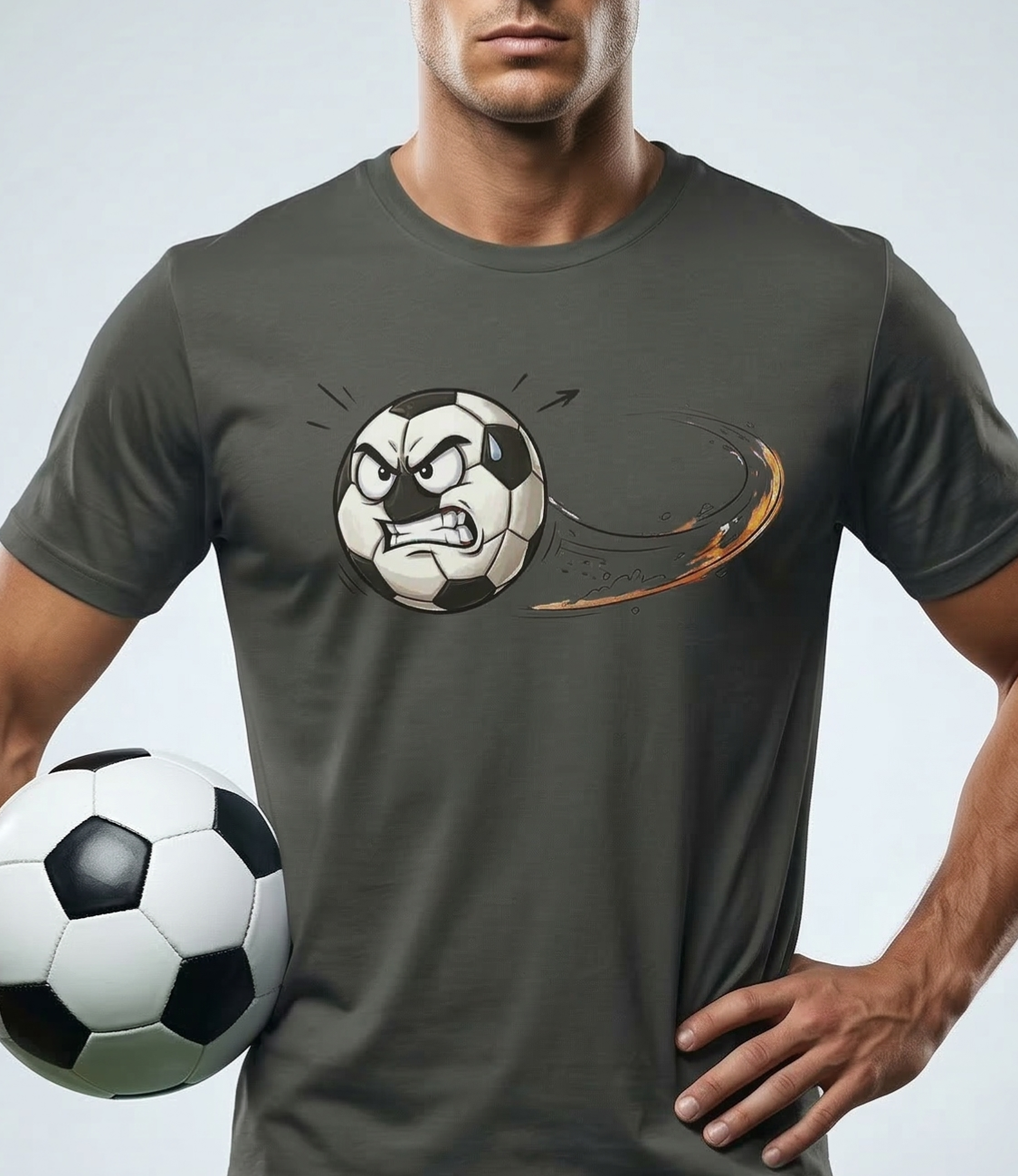 Angry Soccer Ball T-shirt | Flying Kick Graphic, Sports Tee