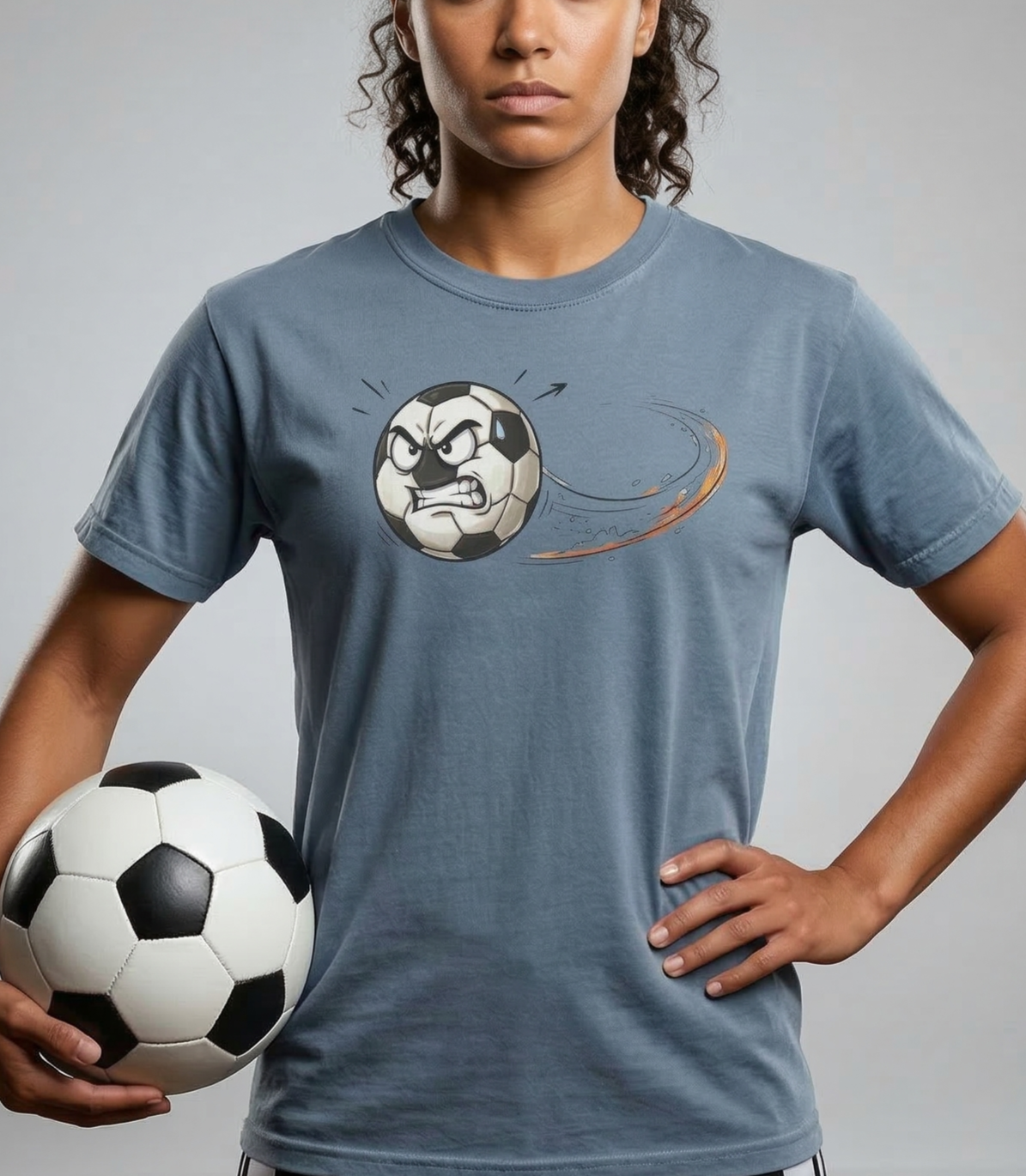 Angry Soccer Ball T-shirt | Flying Kick Graphic, Sports Tee