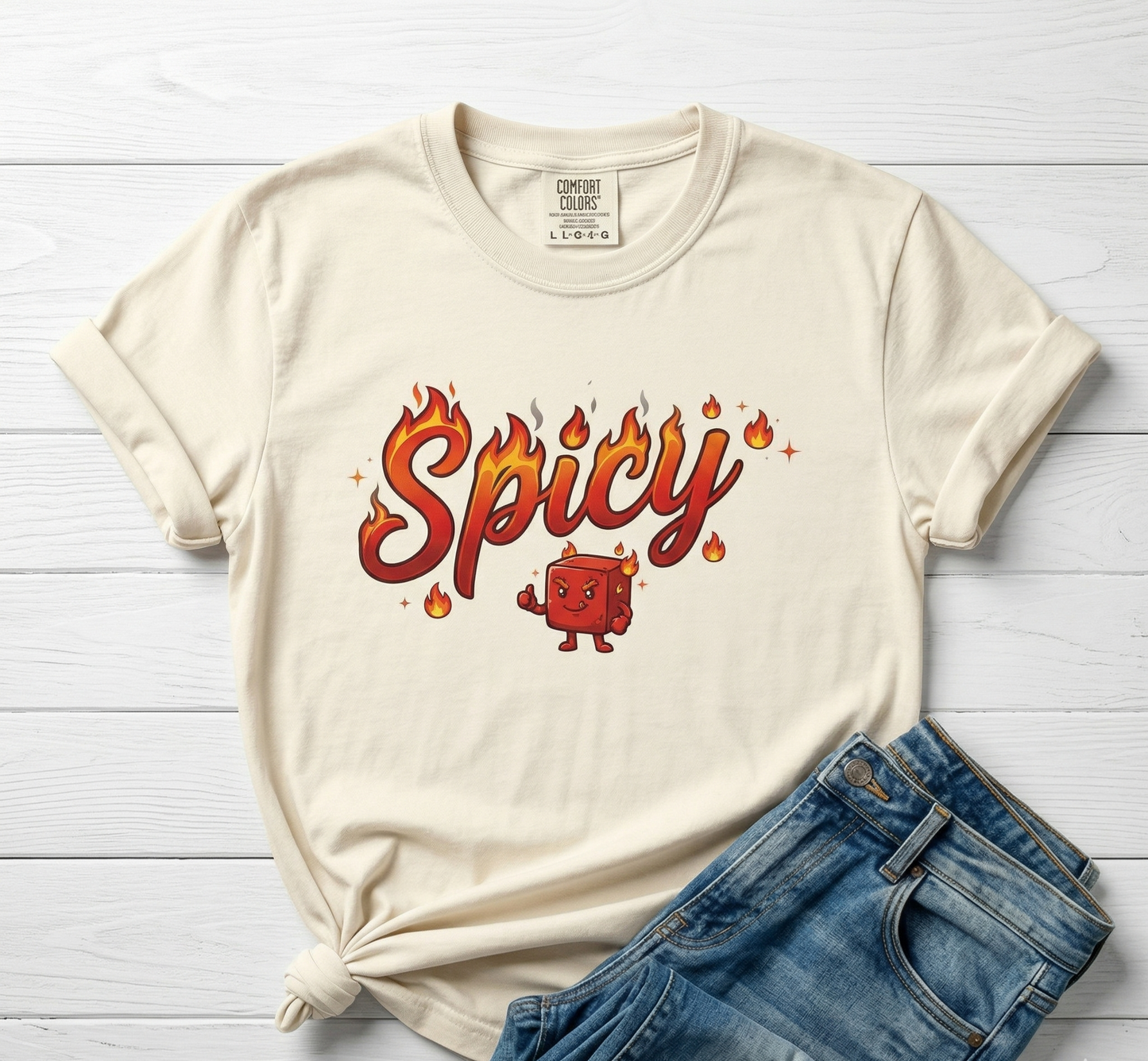 Spicy Candy T-shirt, Spicy Tee, Retro Flame Typography, Sexy Shirt