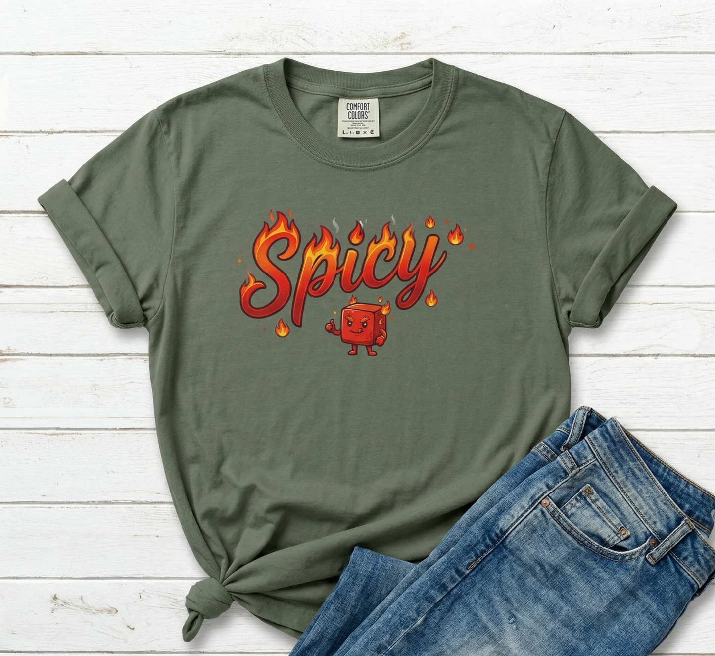 Spicy Candy T-shirt, Spicy Tee, Retro Flame Typography, Sexy Shirt