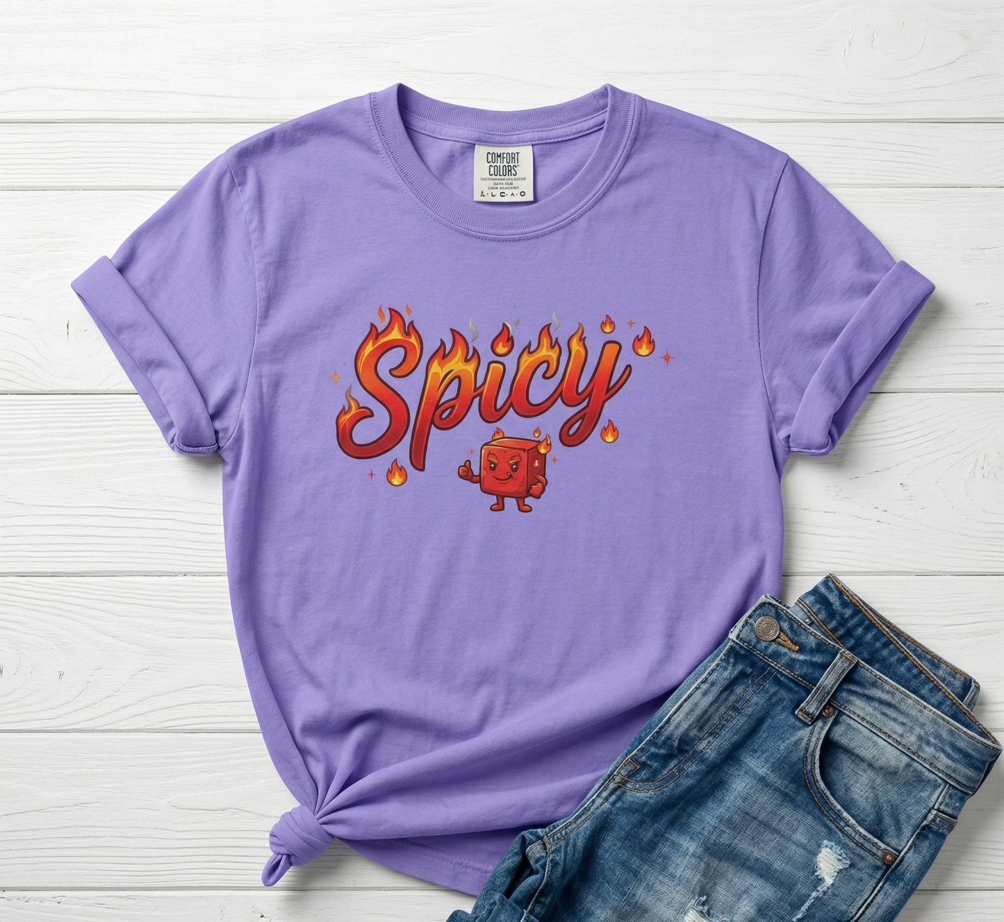 Spicy Candy T-shirt, Spicy Tee, Retro Flame Typography, Sexy Shirt