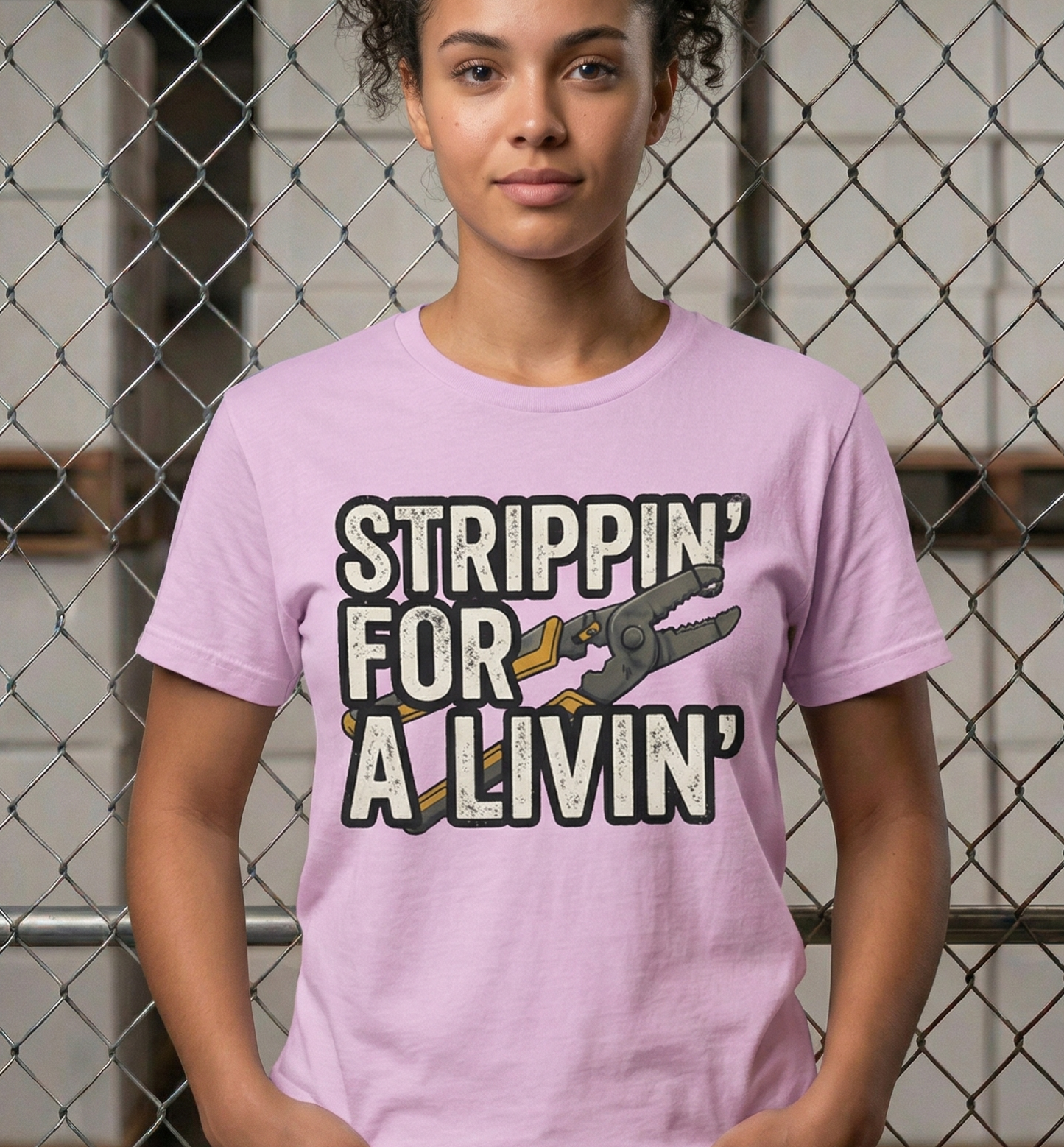 Strippin' For A Livin' Funny Electrician T-Shirt - Blue Collar Humor Wire Stripper Graphic Tee - Tradesman Gift for Lineman, Sparky, & Electrical Workers