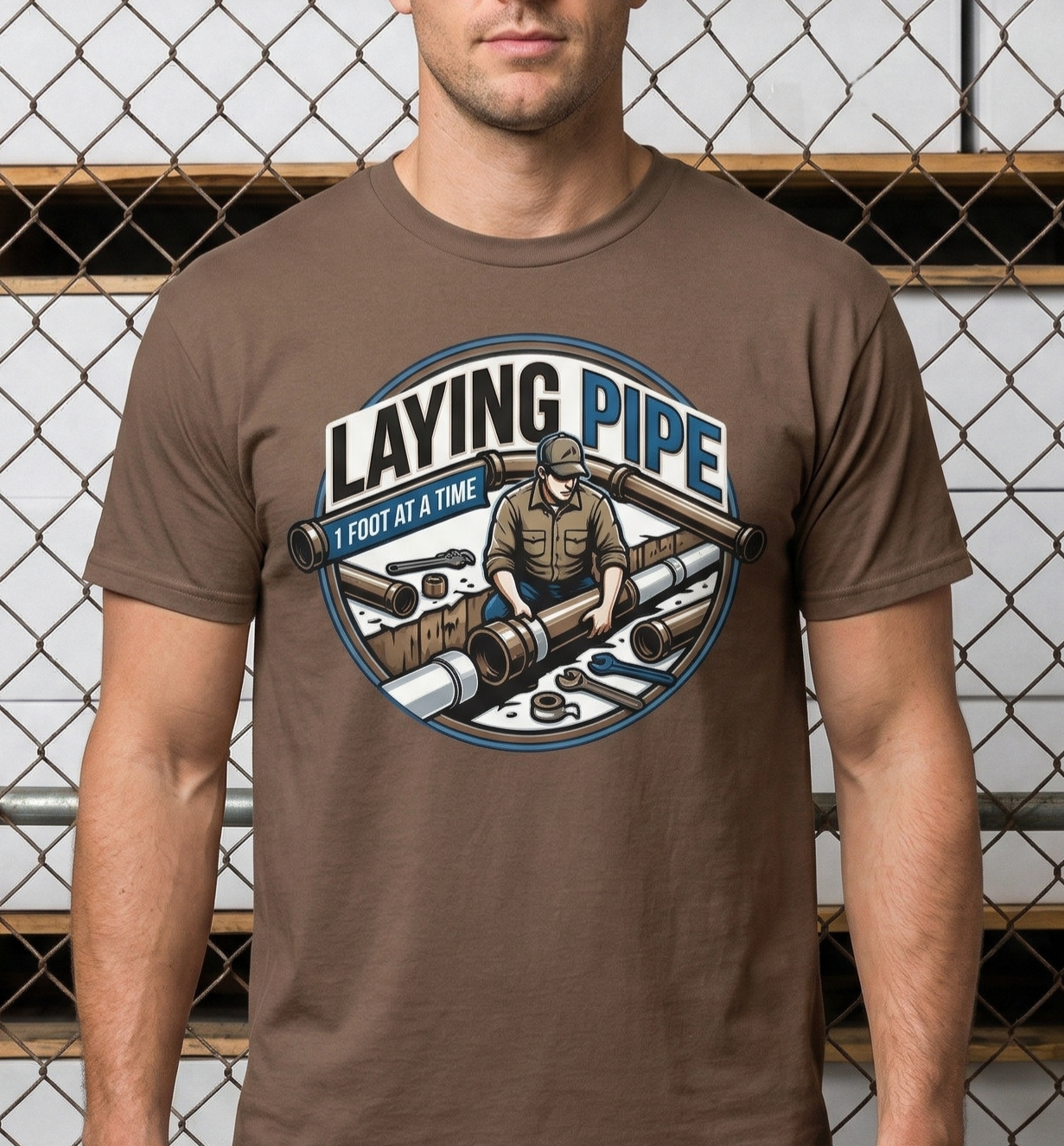 Laying Pipe plumbing logo T-Shirt, Plumber Pipefitter Shirt, Union Worker Swag, Construction Tee
