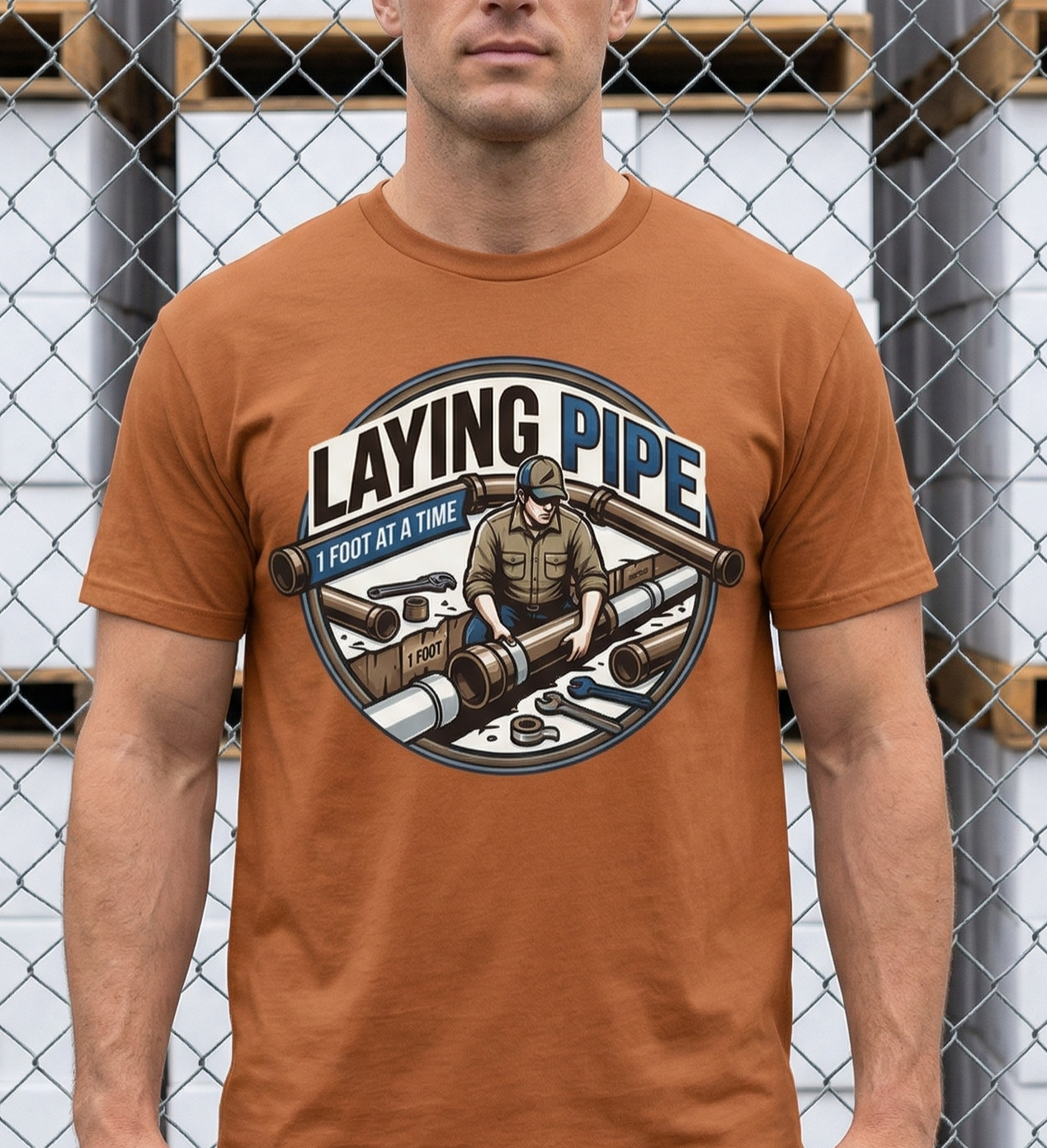 Laying Pipe plumbing logo T-Shirt, Plumber Pipefitter Shirt, Union Worker Swag, Construction Tee