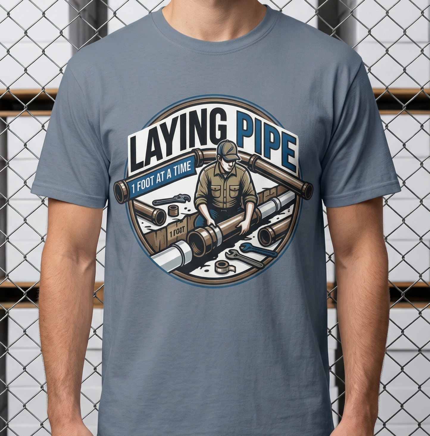 Laying Pipe plumbing logo T-Shirt, Plumber Pipefitter Shirt, Union Worker Swag, Construction Tee