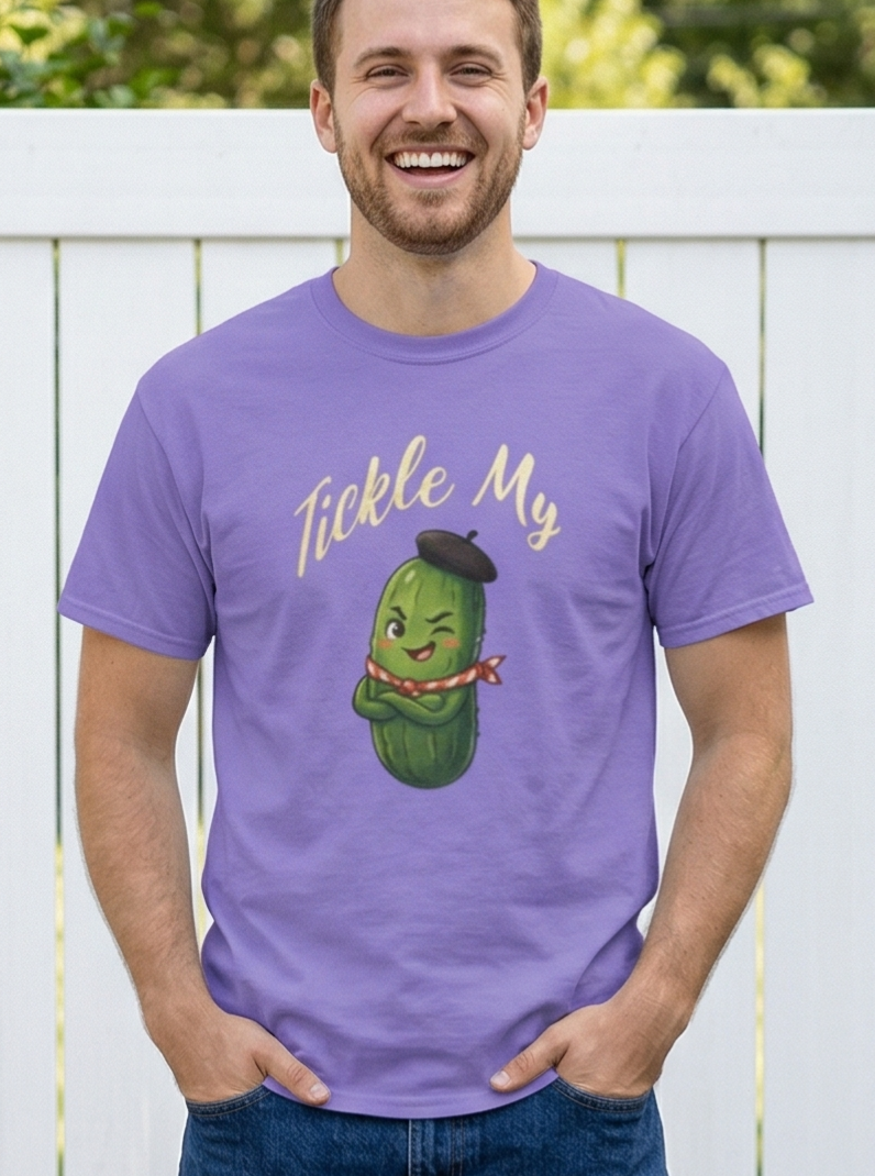 Tickle My Pickle T-Shirt, Cute Pickle Character Graphic Tee, Gag Gift