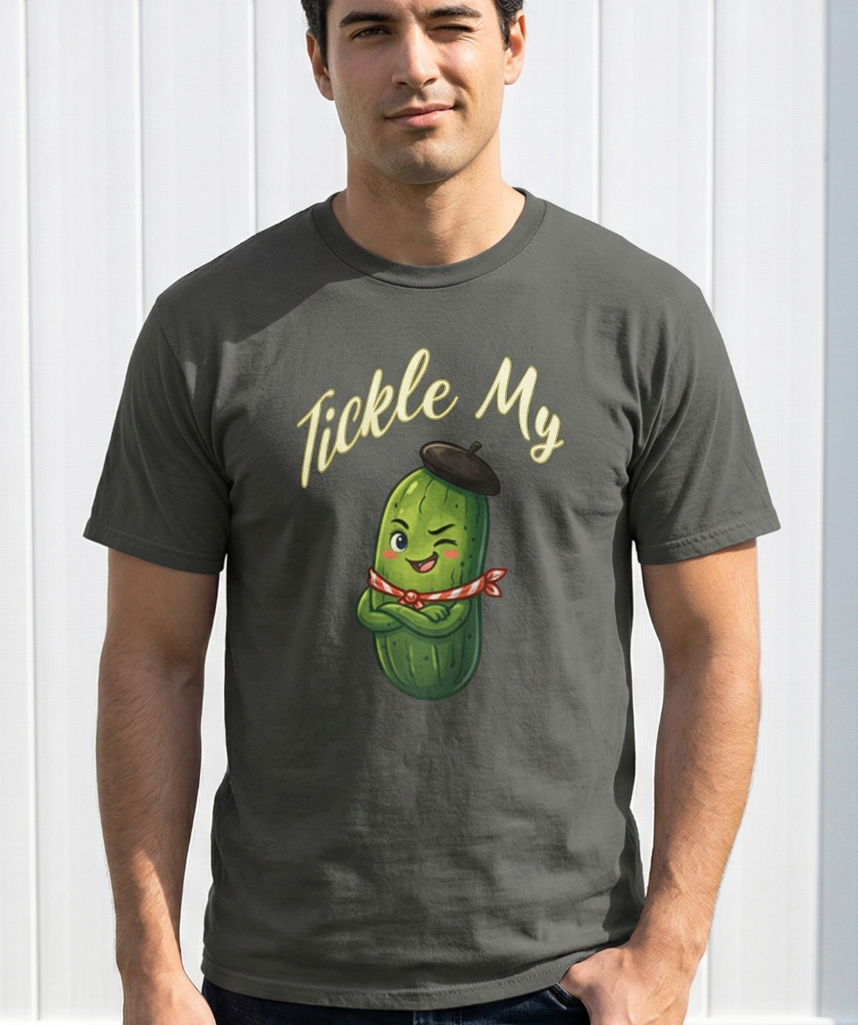 Tickle My Pickle T-Shirt, Cute Pickle Character Graphic Tee, Gag Gift