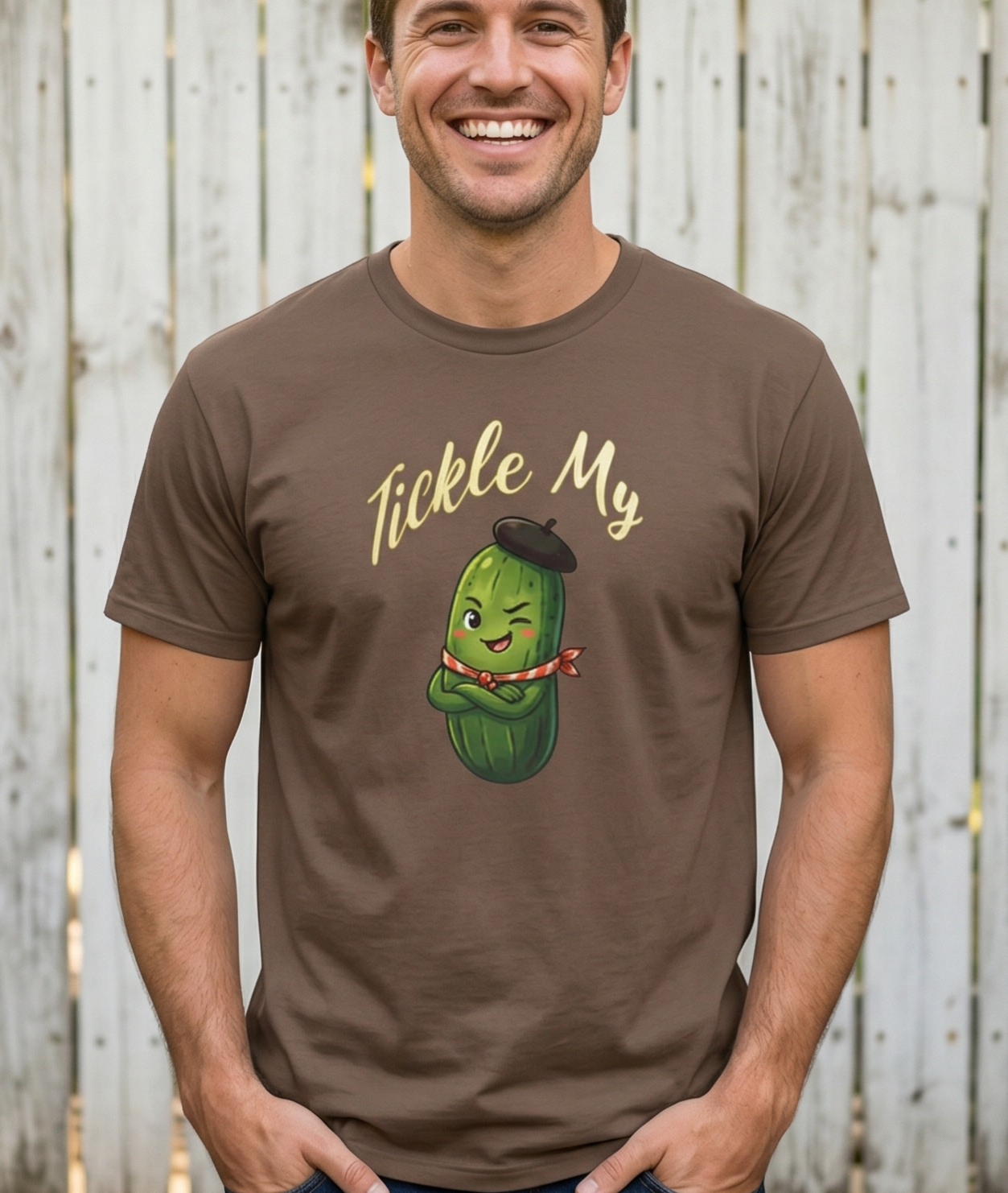 Tickle My Pickle T-Shirt, Cute Pickle Character Graphic Tee, Gag Gift