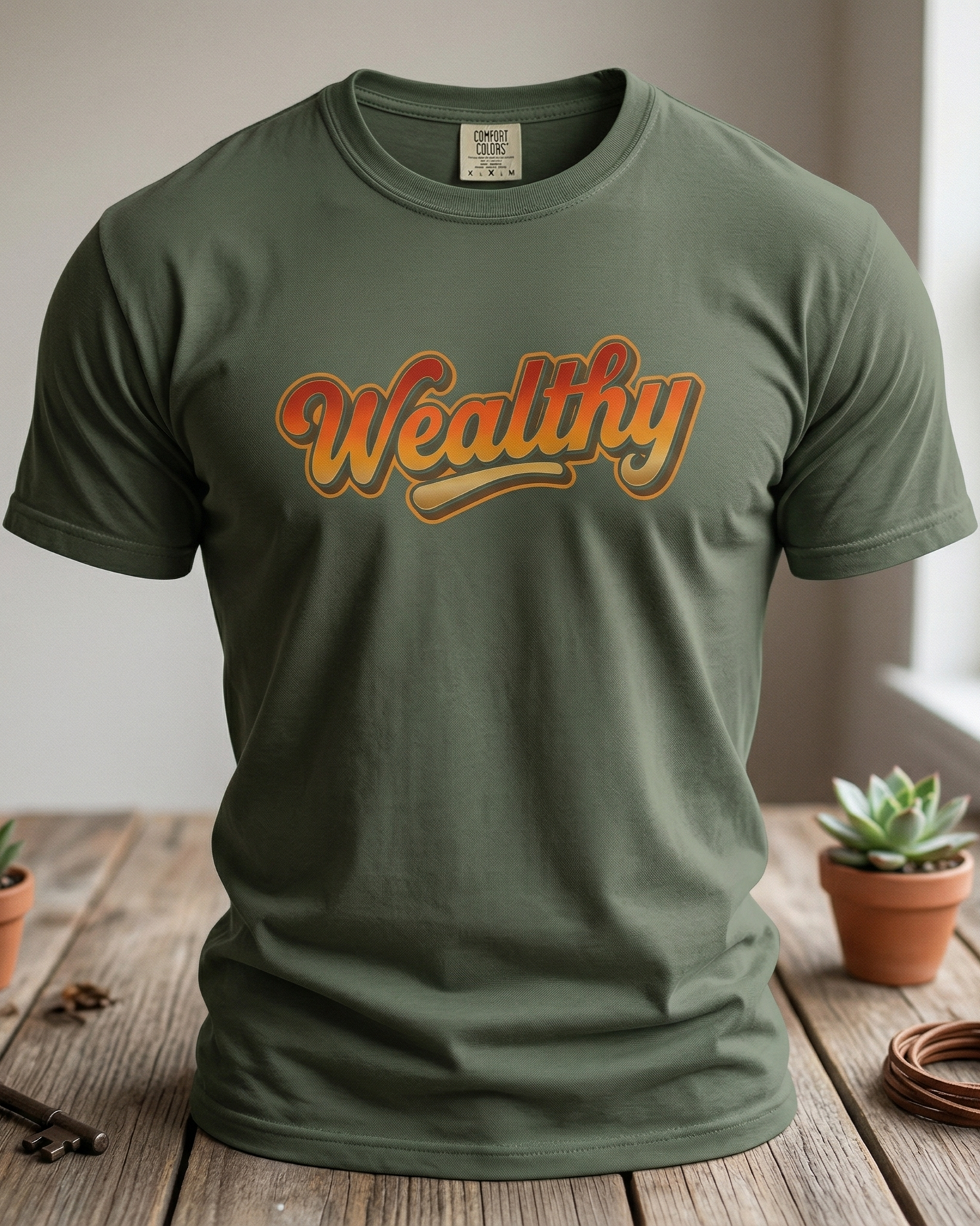 Wealthy retro script T-Shirt | vintage 70s style text logo