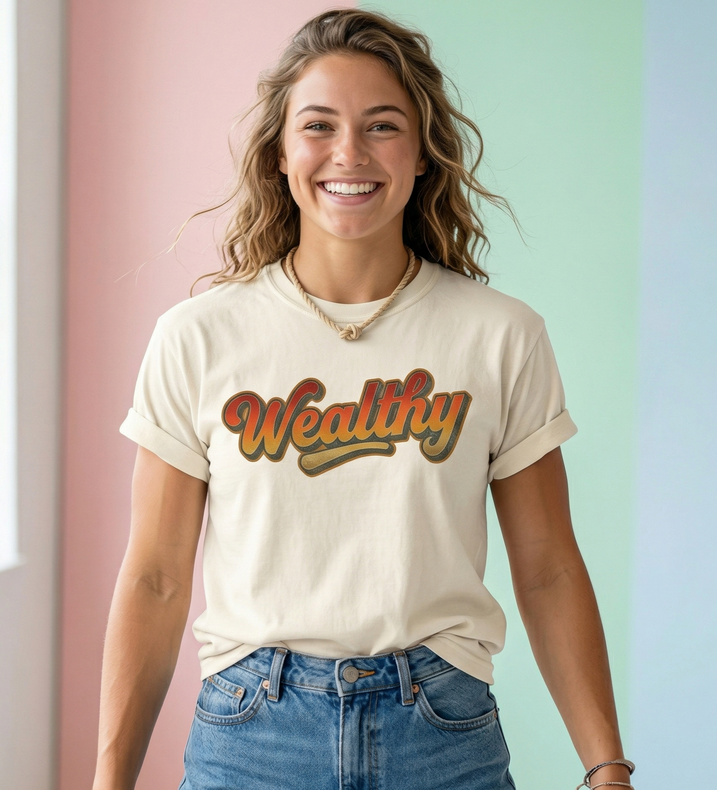 Wealthy retro script T-Shirt | vintage 70s style text logo
