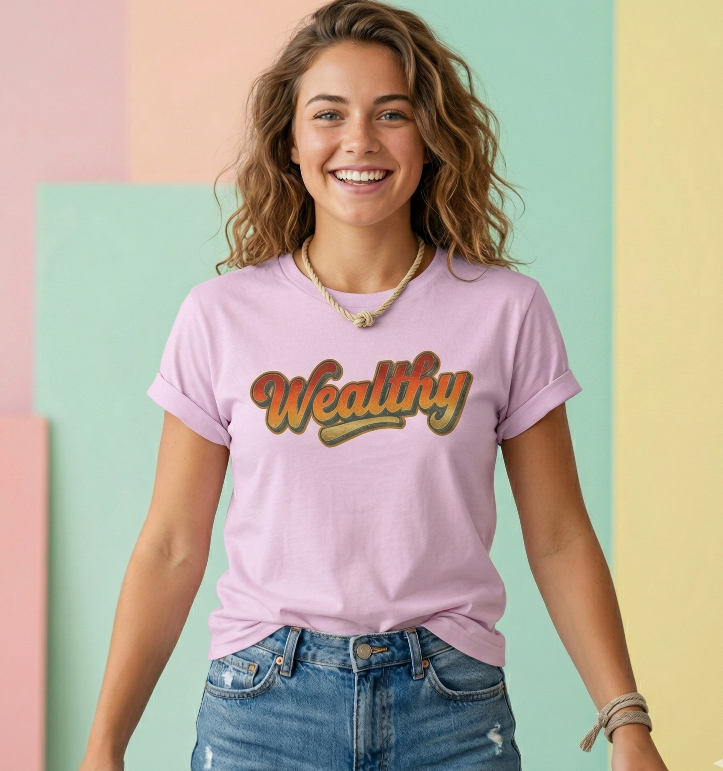 Wealthy retro script T-Shirt | vintage 70s style text logo