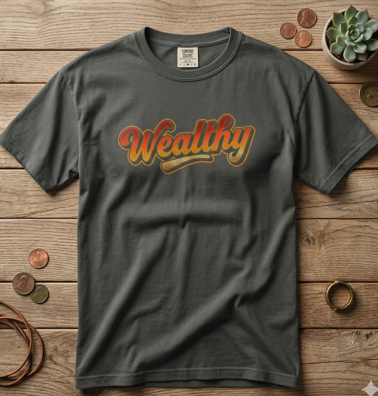 Wealthy retro script T-Shirt | vintage 70s style text logo