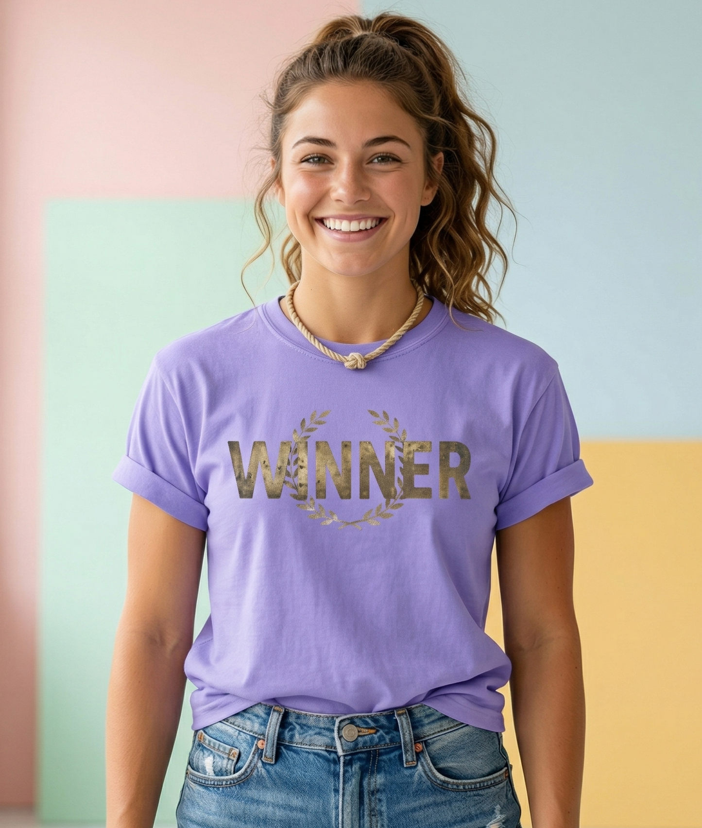 Winner Laurel Wreath T-Shirt | Gold Foil Text