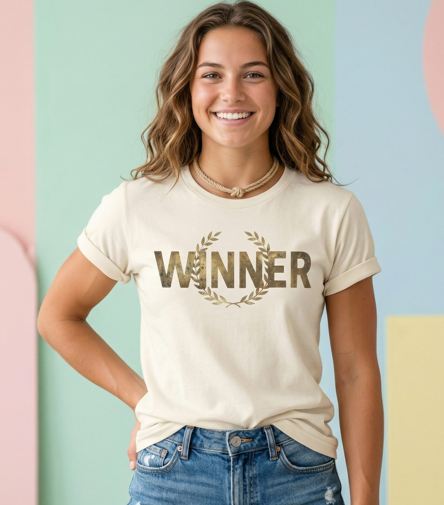 Winner Laurel Wreath T-Shirt | Gold Foil Text