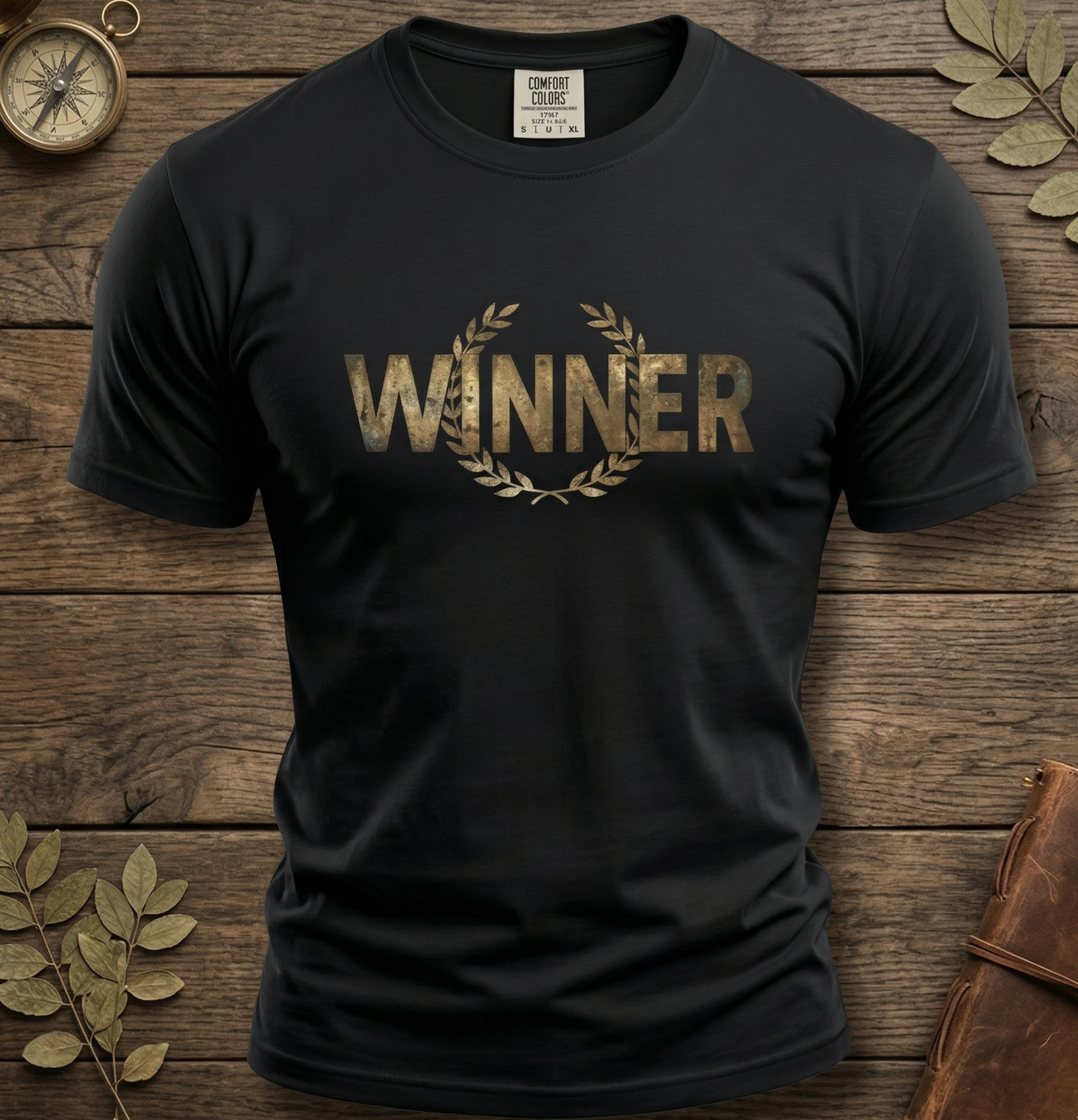 Winner Laurel Wreath T-Shirt | Gold Foil Text