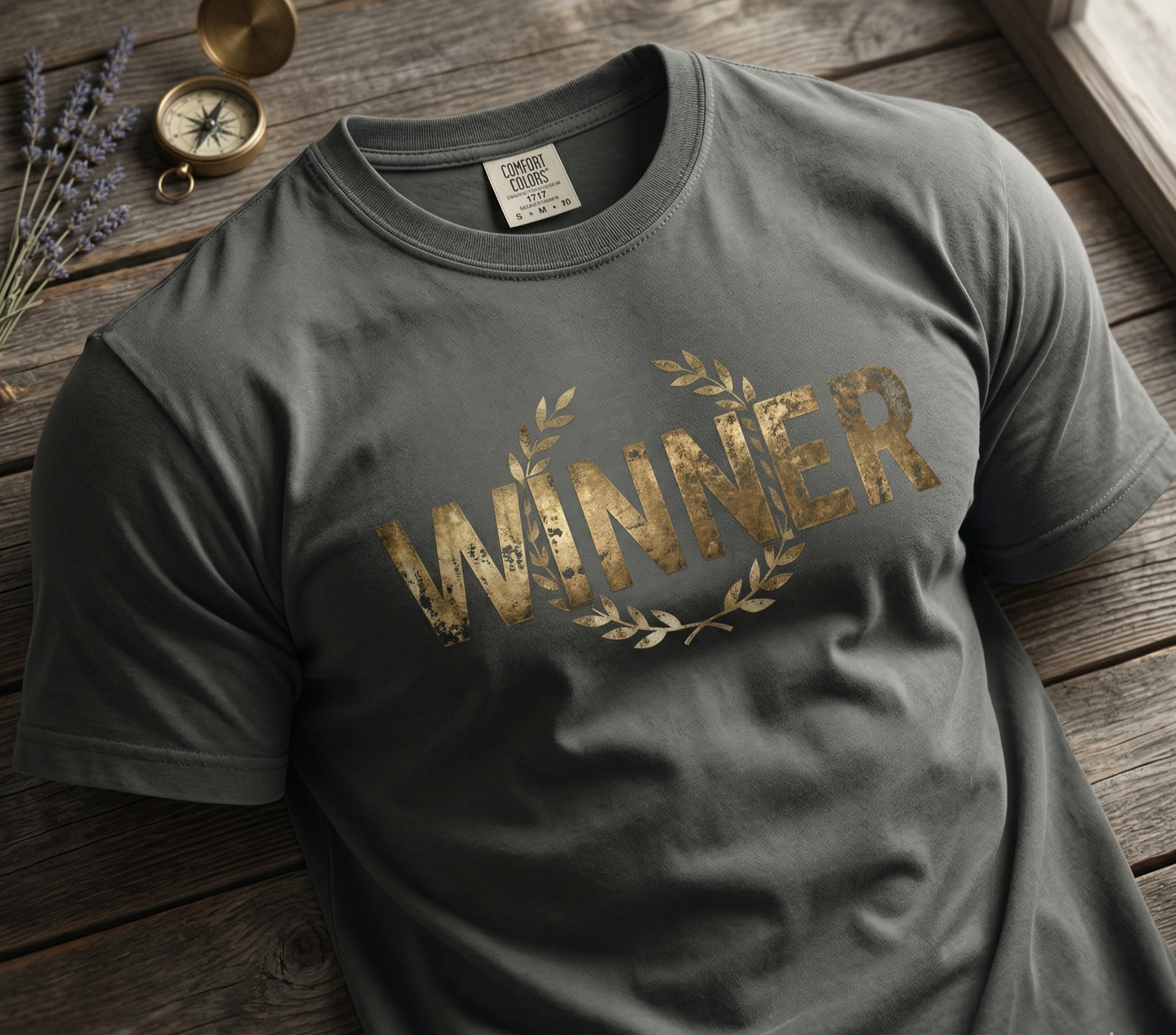 Winner Laurel Wreath T-Shirt | Gold Foil Text