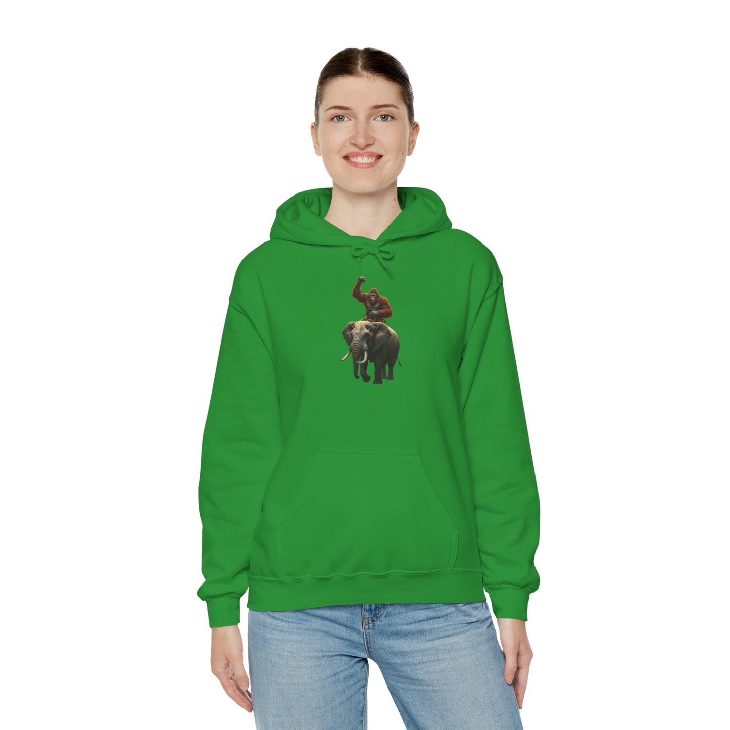 Bigfoot Riding an Elephant Hoodie - Unisex Sweatshirt