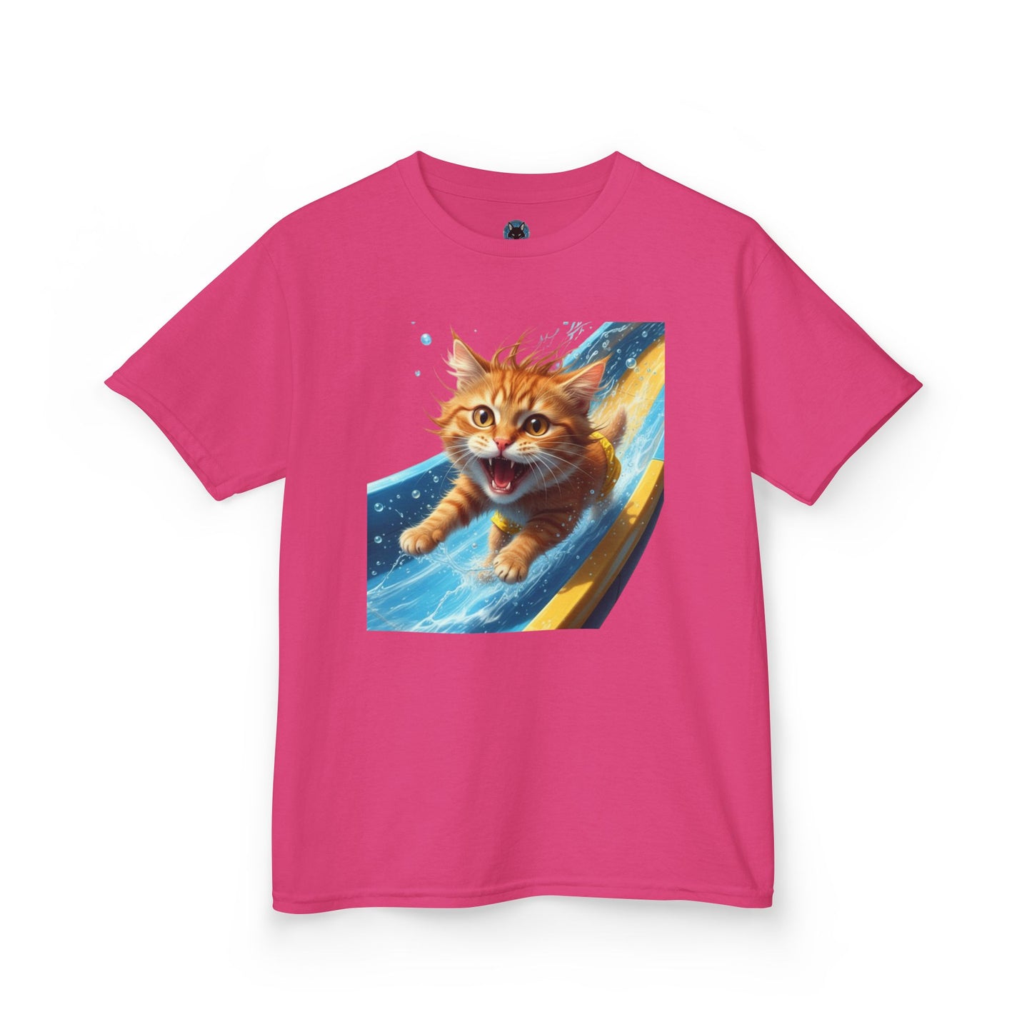Kids T-shirt - Playful Cat Sliding Down Water Slide