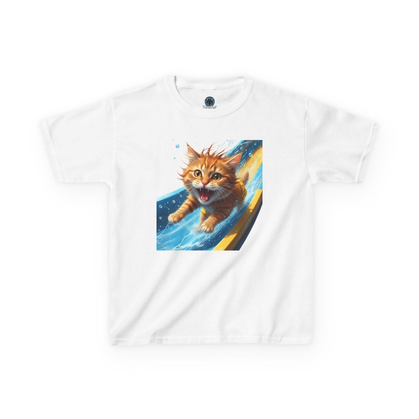 Kids T-shirt - Playful Cat Sliding Down Water Slide