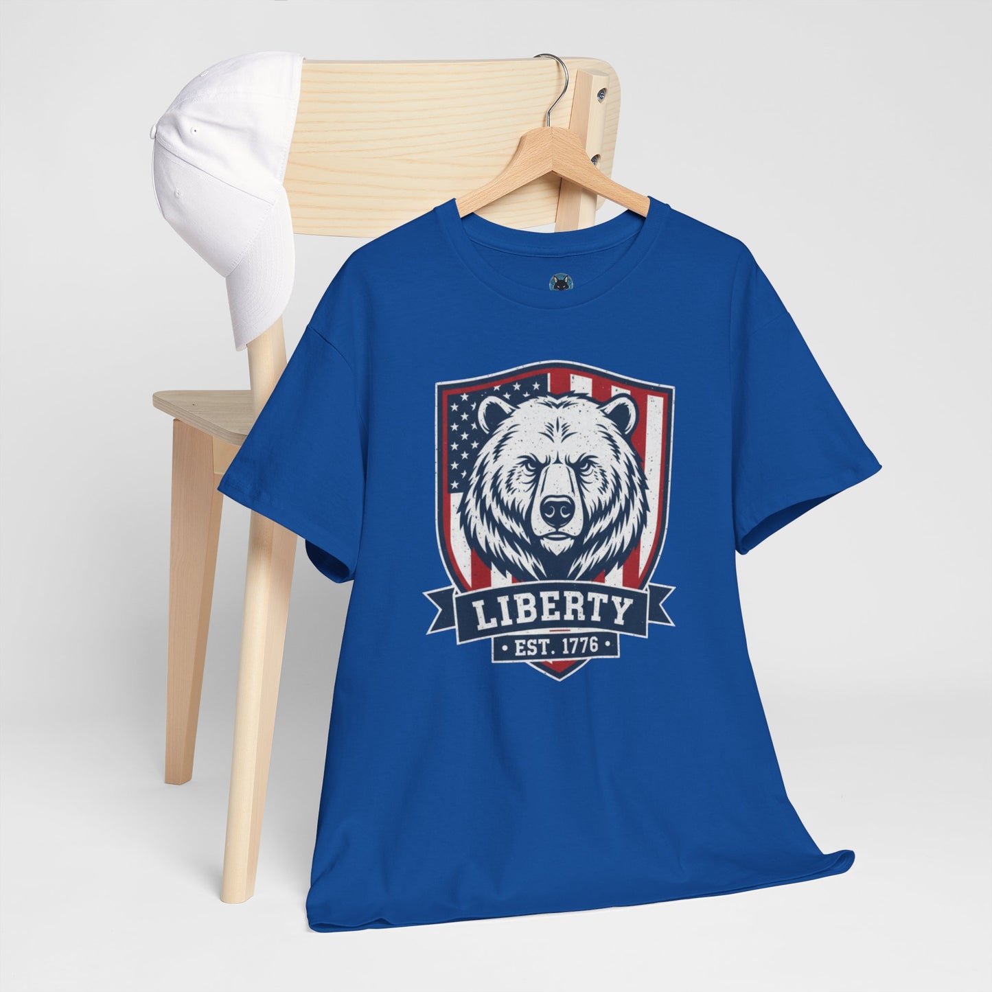 Patriotic Bear Shirt -  USA Flag Shield Tee - Liberty Est 1776 Top s- 4th of July Gift - American Animal Apparel