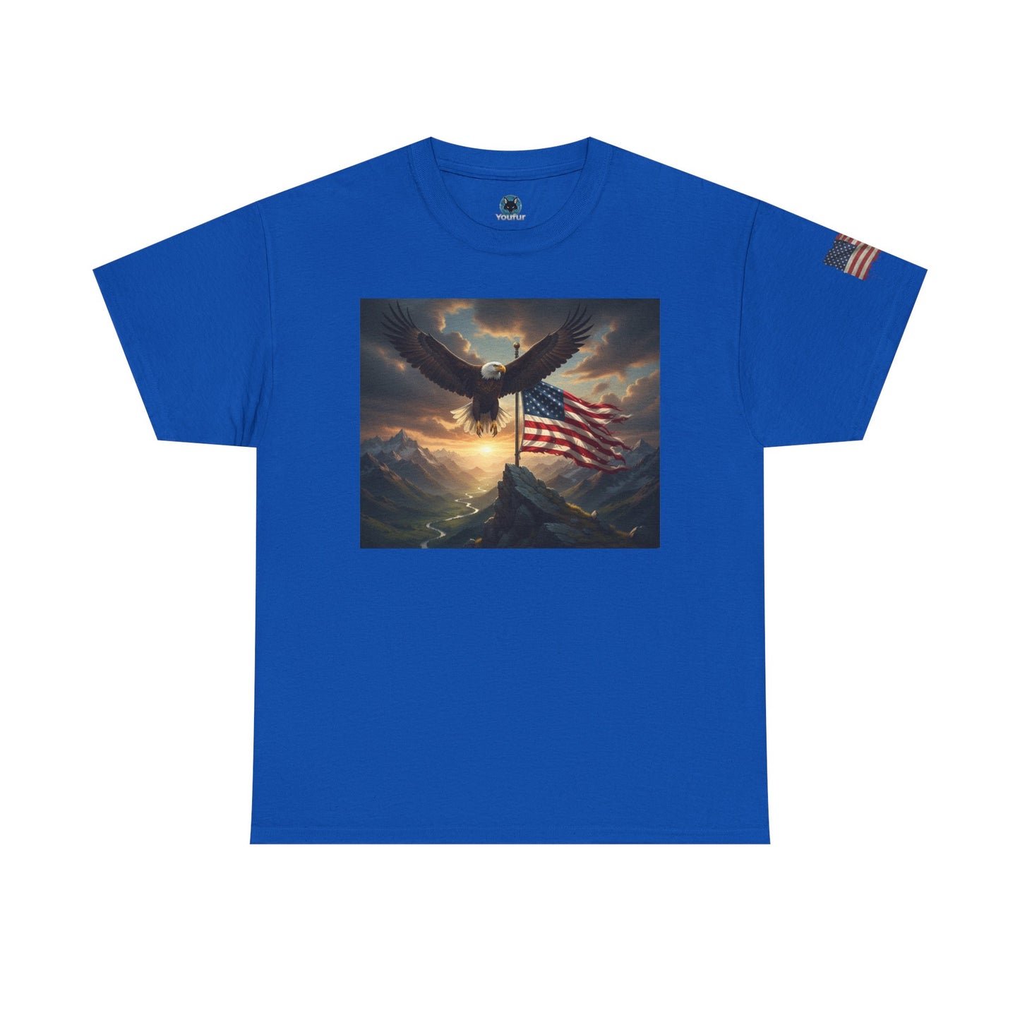 Patriotic Tee with Bald Eagle and Flag