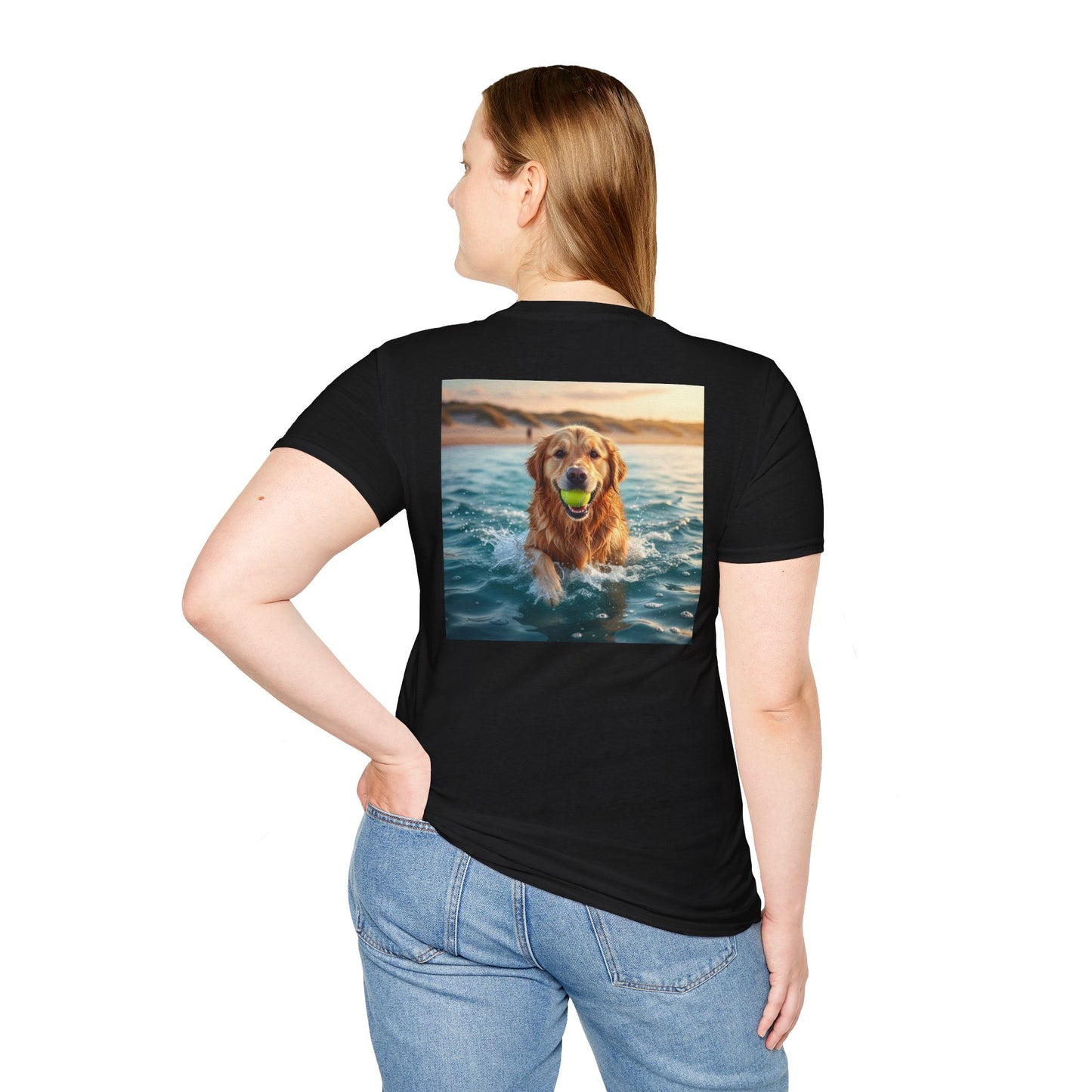 Dog Retrieving Tennis Ball Softstyle T-Shirt