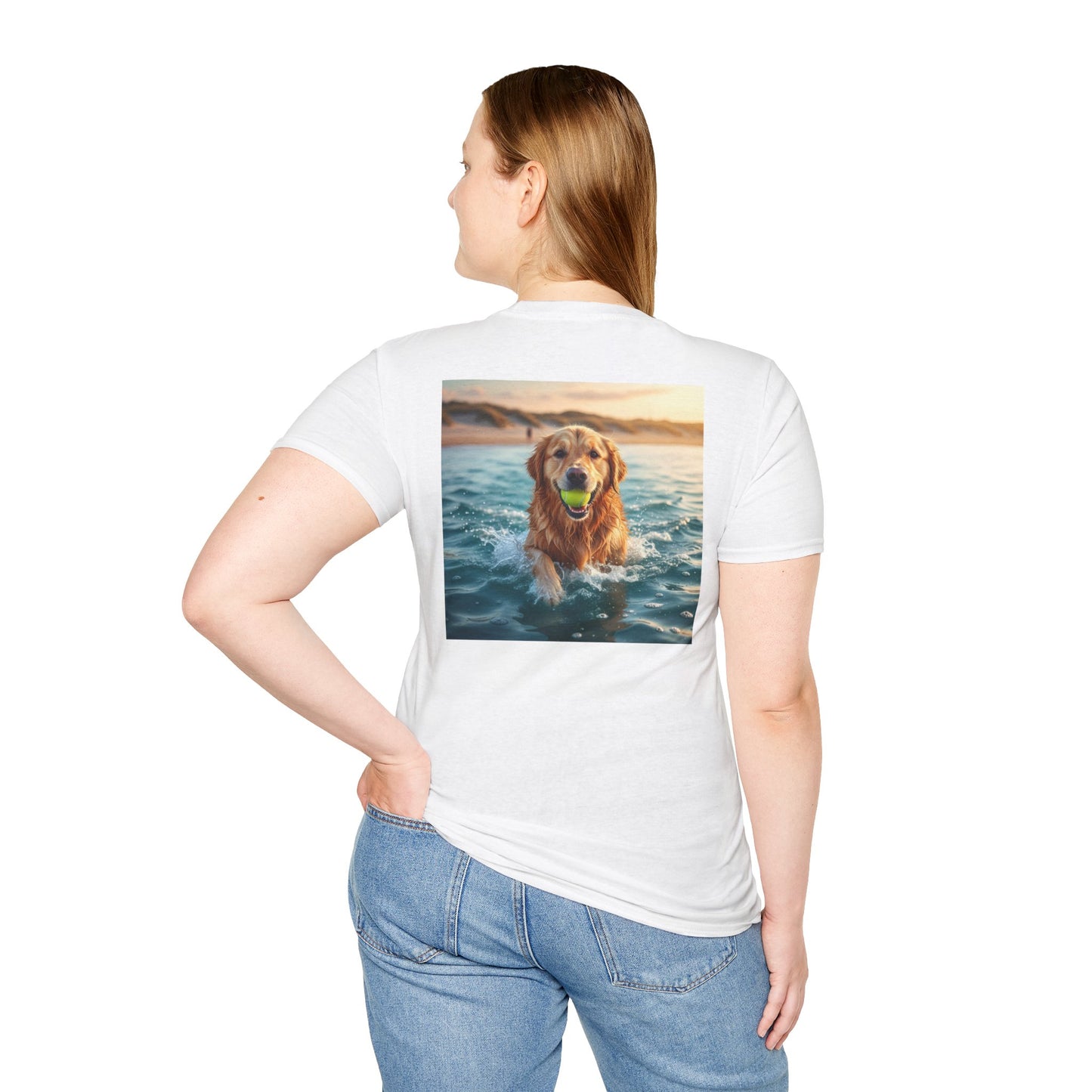 Dog Retrieving Tennis Ball Softstyle T-Shirt