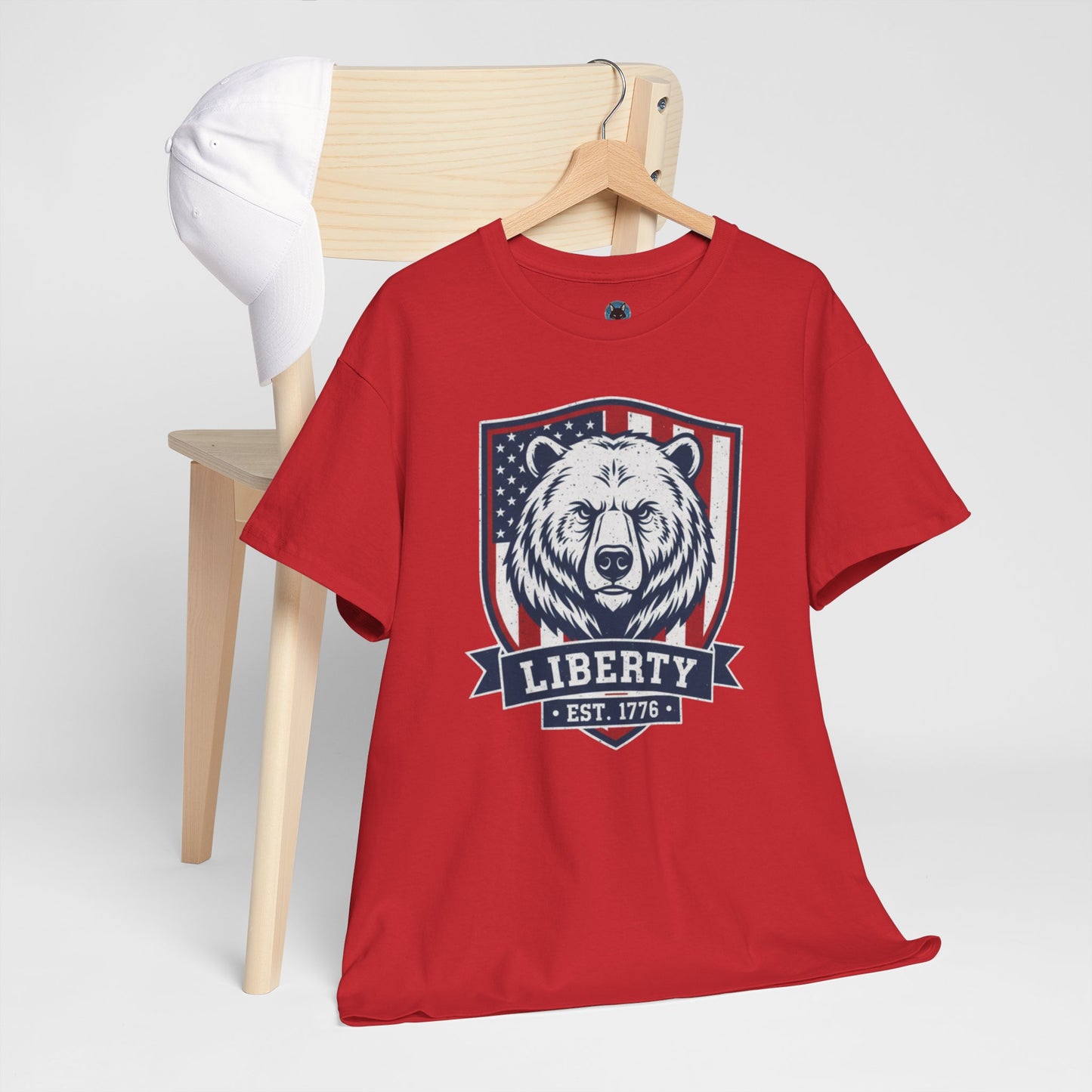 Patriotic Bear Shirt -  USA Flag Shield Tee - Liberty Est 1776 Top s- 4th of July Gift - American Animal Apparel