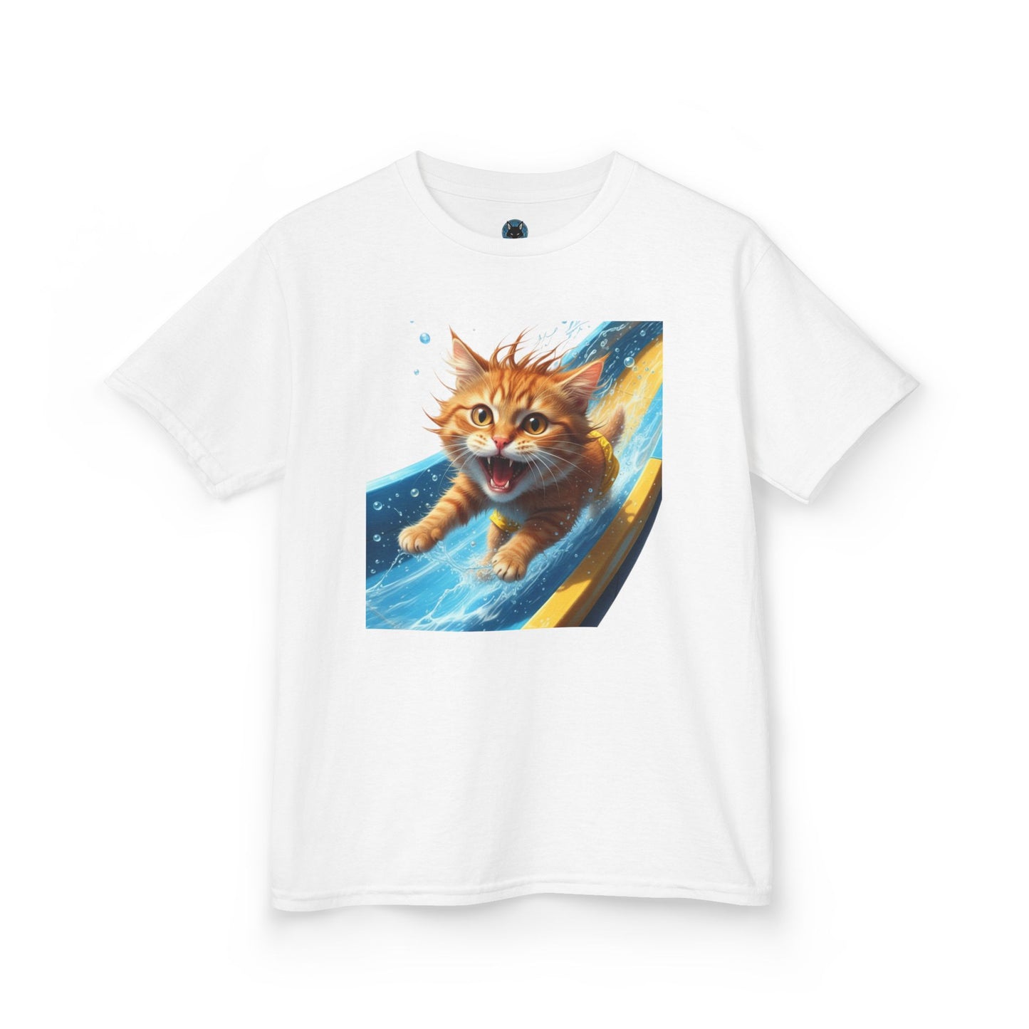 Kids T-shirt - Playful Cat Sliding Down Water Slide