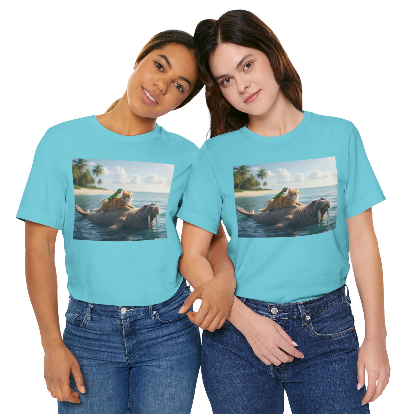 Ocean Friends Unisex T-Shirt - Walrus Cat Lizard Design