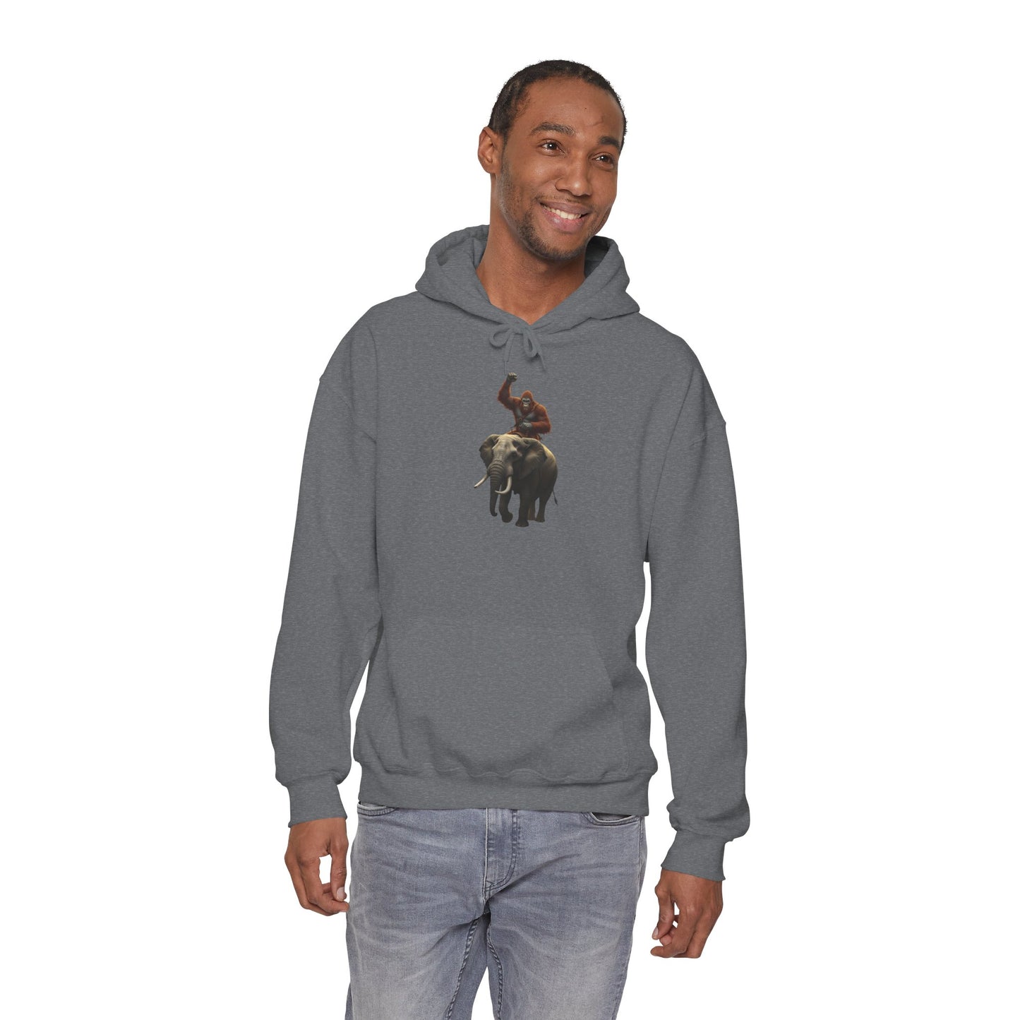 Bigfoot Riding an Elephant Hoodie - Unisex Sweatshirt