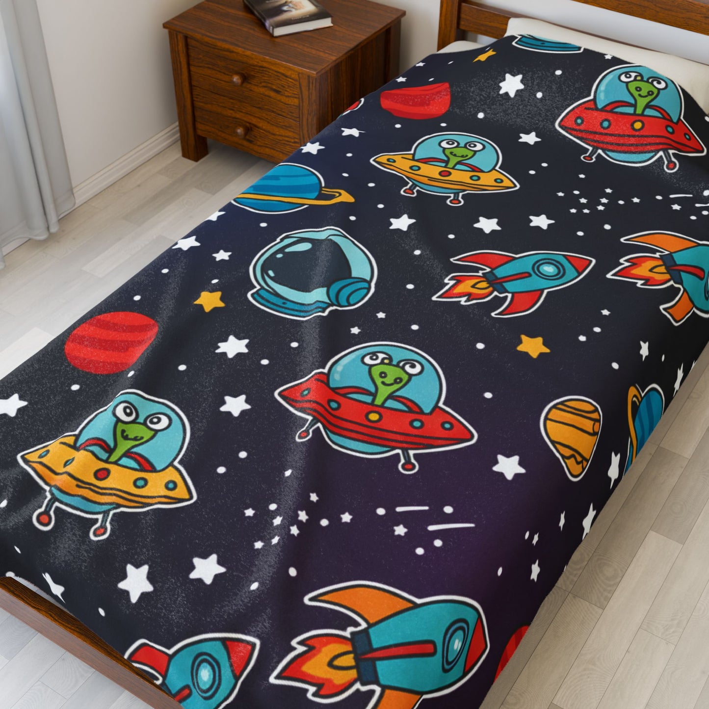 Kids Space Velveteen Plush Blanket - Cozy and Soft Throw Blanket for Children