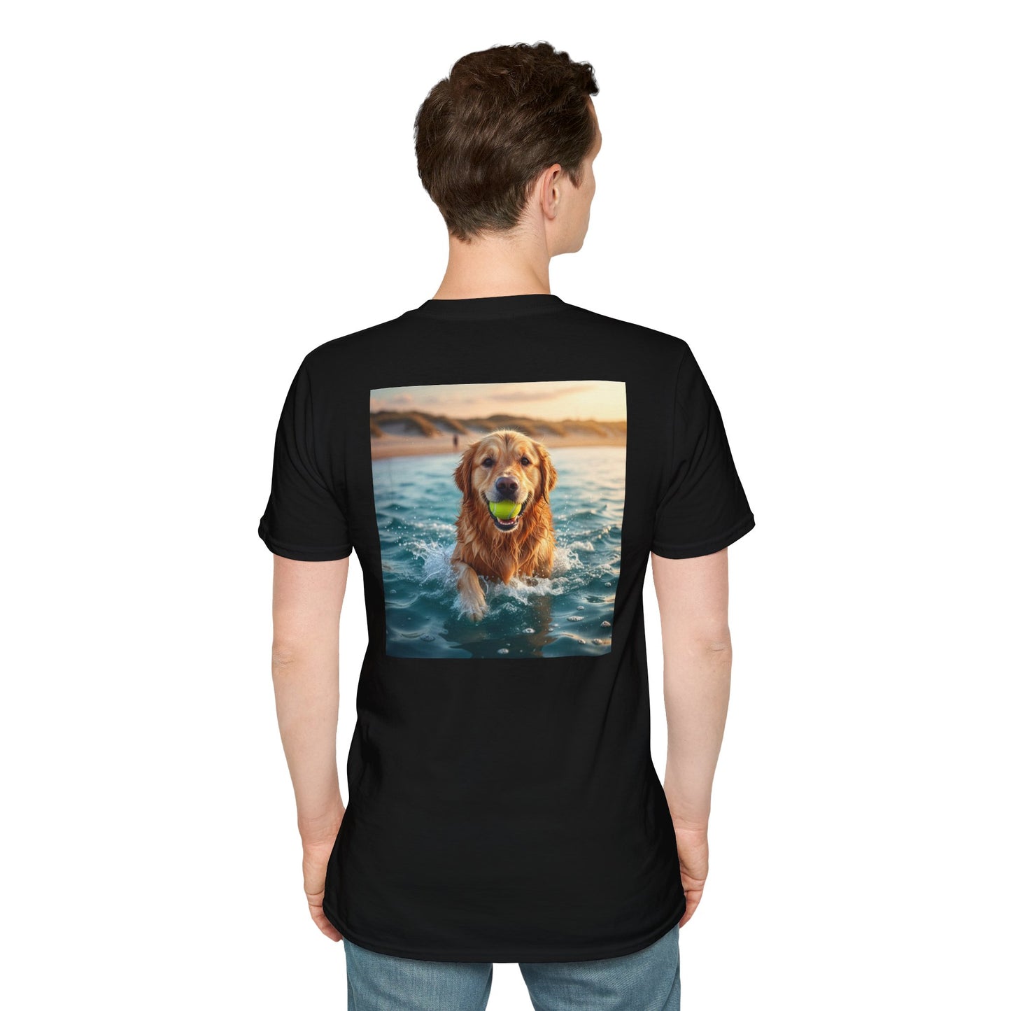 Dog Retrieving Tennis Ball Softstyle T-Shirt