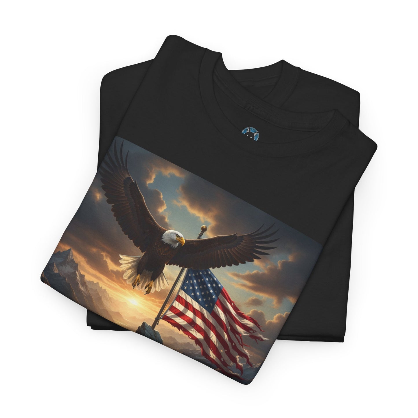 Patriotic Tee with Bald Eagle and Flag