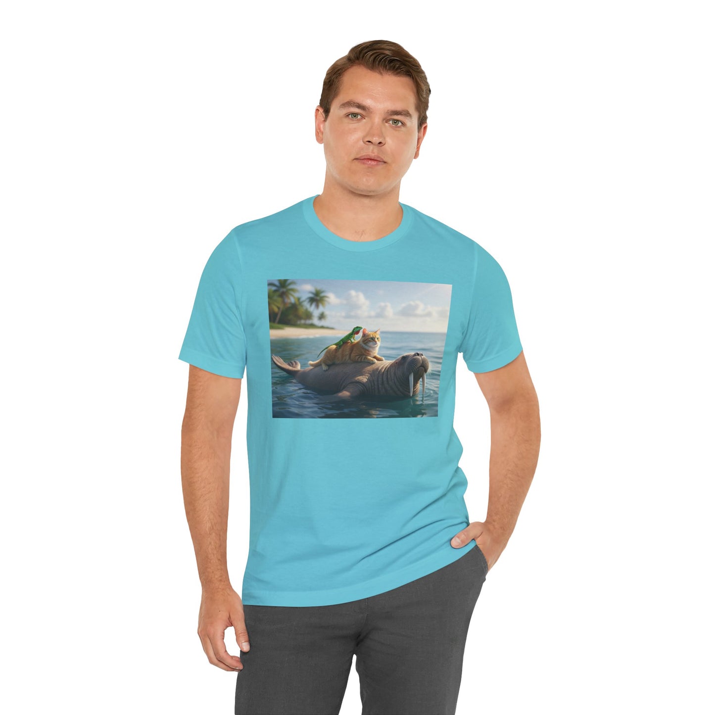 Ocean Friends Unisex T-Shirt - Walrus Cat Lizard Design