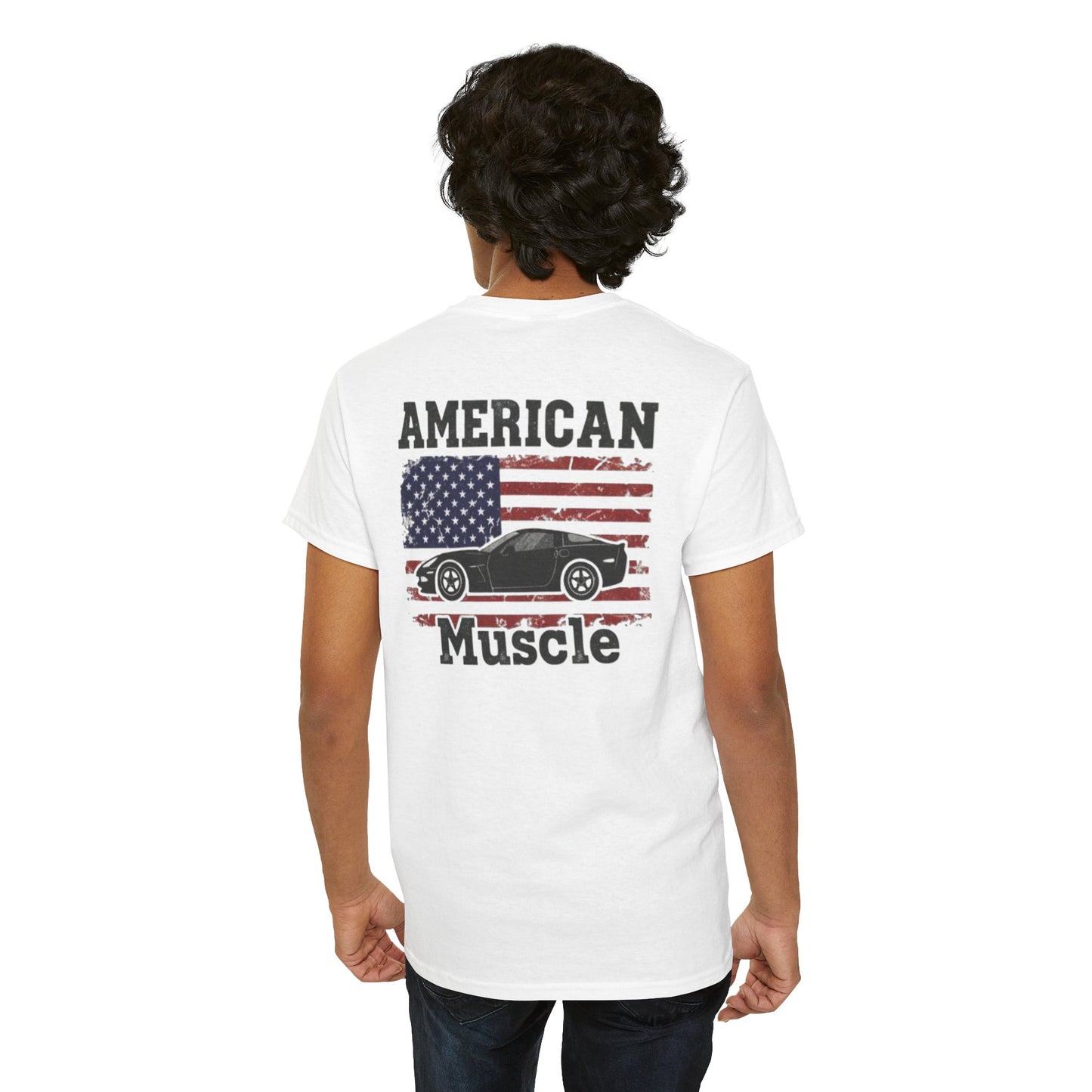 American Muscle Car Shirt | Patriotic Corvette Tee | Distressed Flag Racing Gift | C6 Vette Lover | Car Guy Apparel