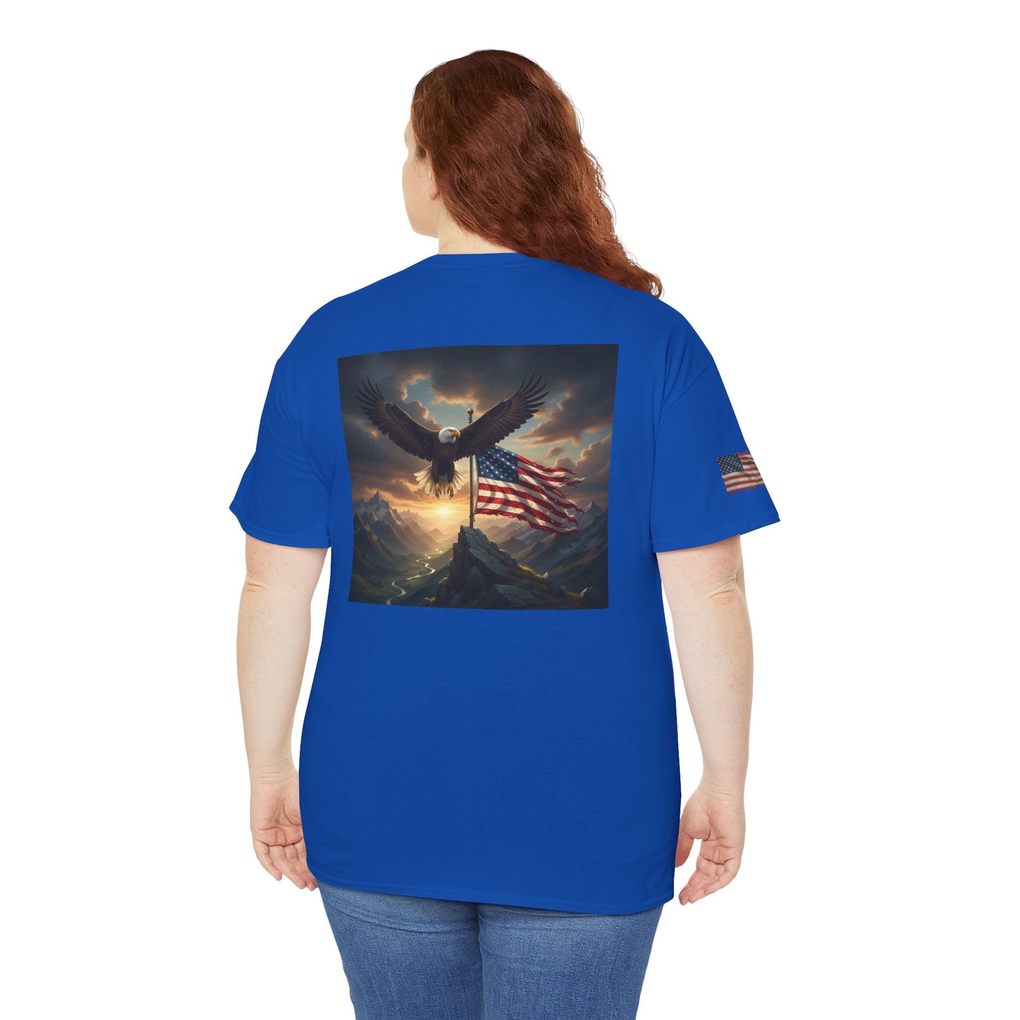 Patriotic Tee with Bald Eagle and Flag