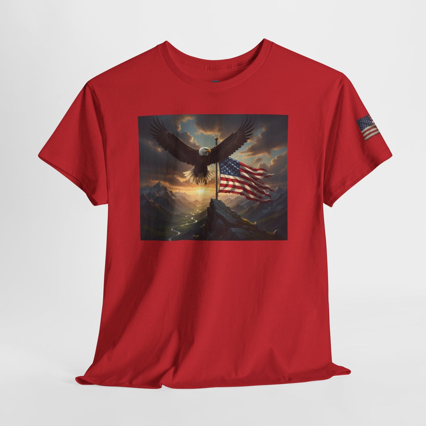 Patriotic Tee with Bald Eagle and Flag