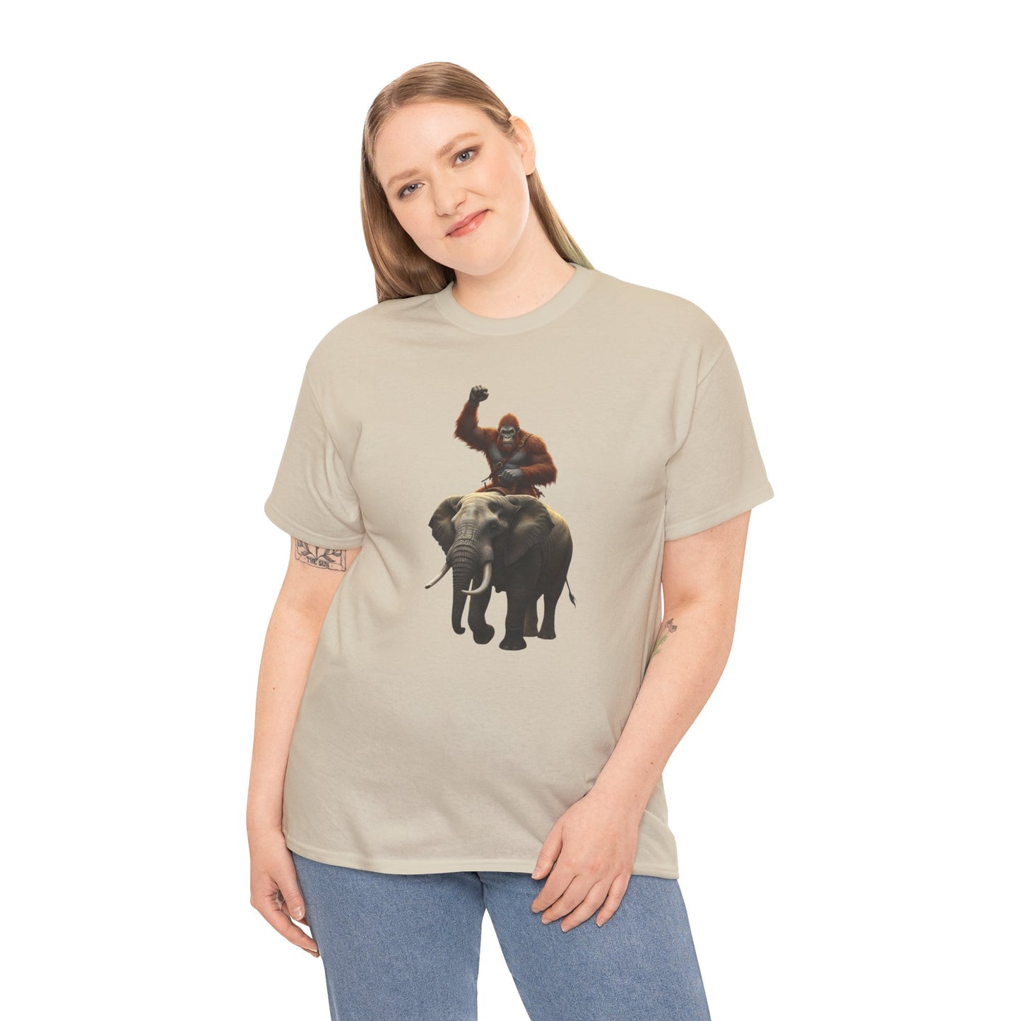Bigfoot Riding Elephant Unisex T-Shirt